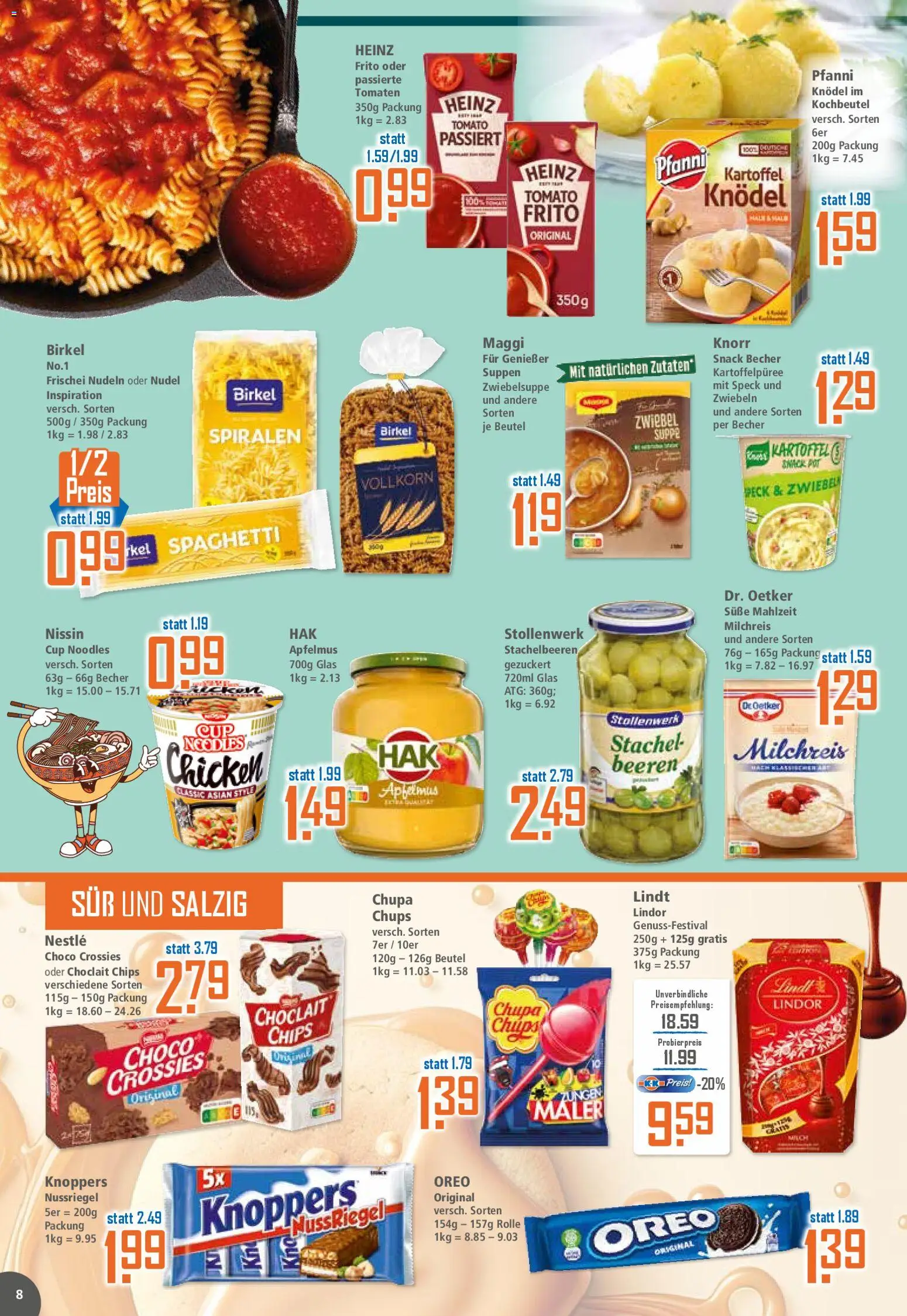 Klaas & Kock Prospekt 	 – gültig ab 02.03.2026 | Seite: 8 | Produkte: Tomaten, Zwiebeln, Nudeln, Chips