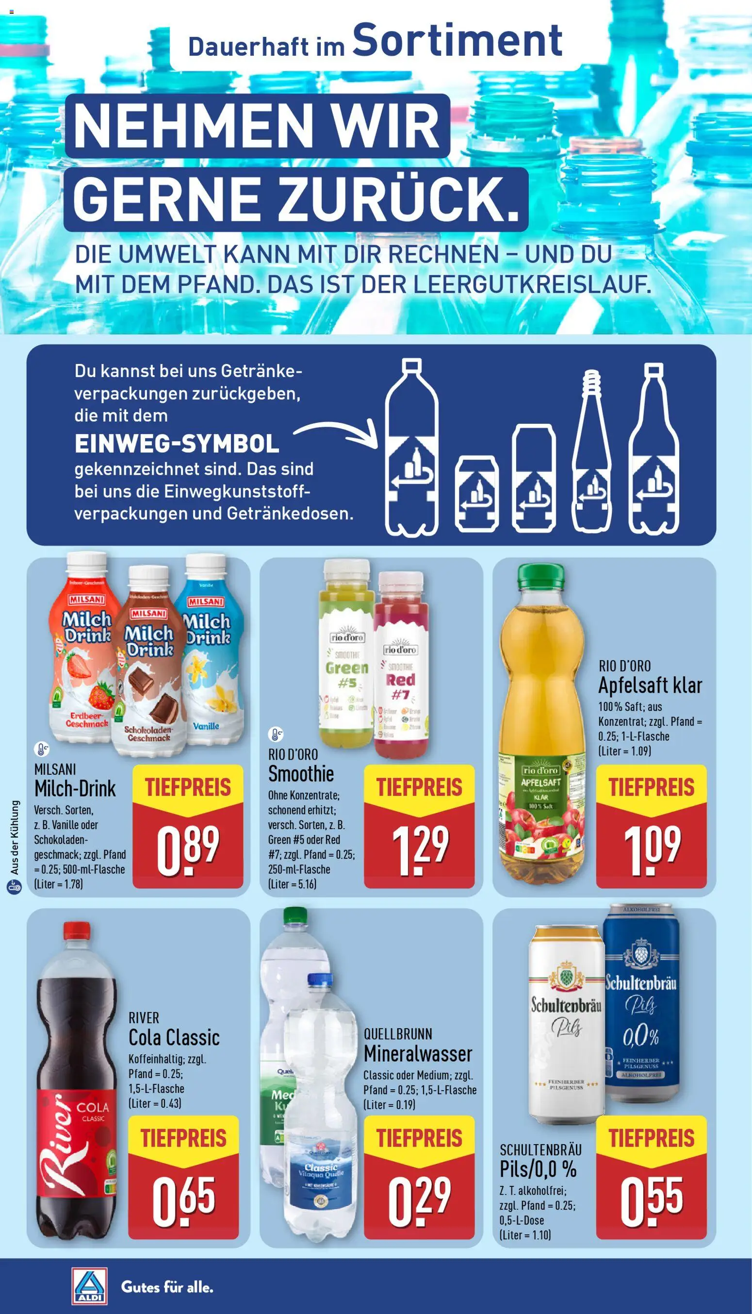 Aldi Prospekt 	 – gültig ab 08.12.2025 | Seite: 37 | Produkte: Milch, Pils, Apfelsaft, Mineralwasser