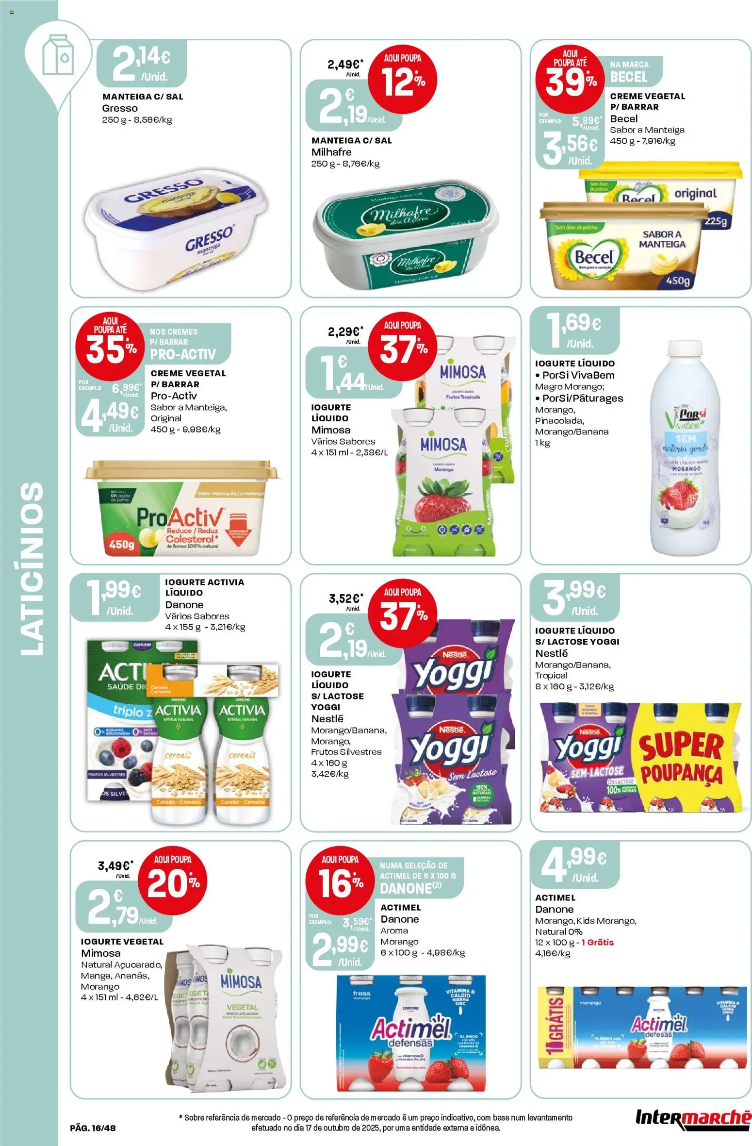 Intermarché folheto │ válido de 20.11.2025 | Página: 16 | Produtos: Base, Cálcio, Creme, Iogurte liquido