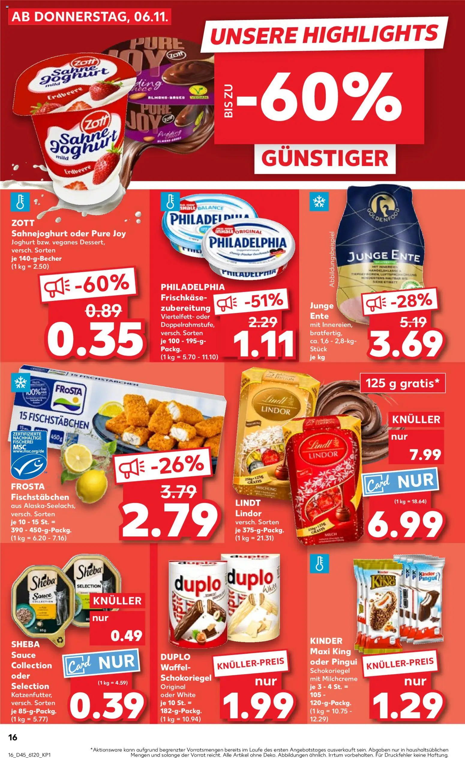 Kaufland prospekt Bremen	 – gültig ab 09.11.2025 | Seite: 16 | Produkte: Joghurt, Frosta, Sahne, Frischkase
