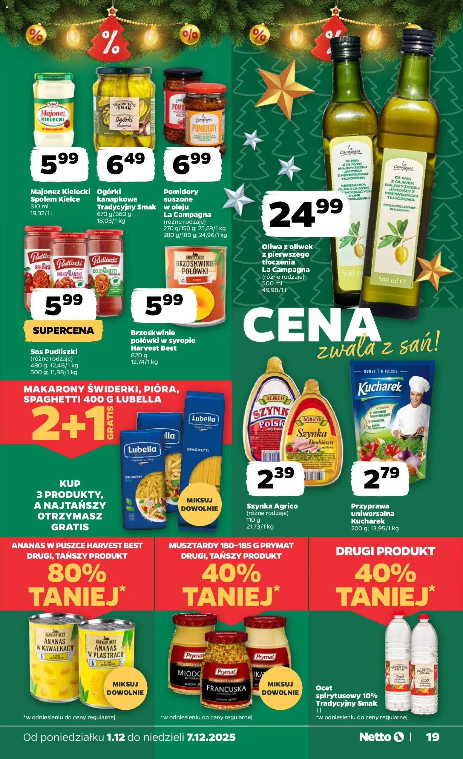 Netto gazetka - Spożywcza od 01.12.2025 | Strona: 19 | Produkty: Ocet, Pomidory, Makarony, Ananas