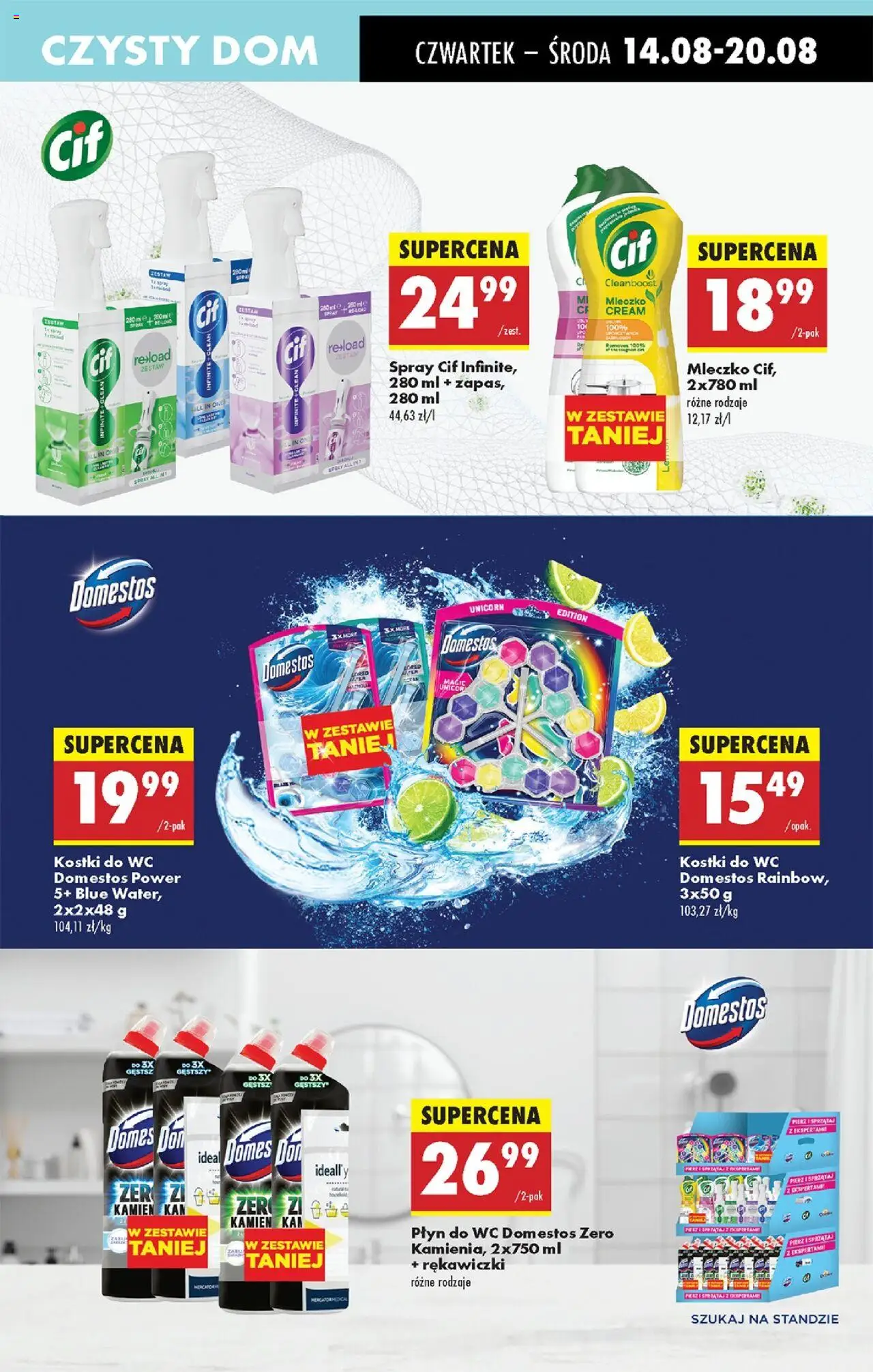 Biedronka gazetka - Oferta w tym tygodniu od 14.08.2025 | Strona: 65 | Produkty: Kostki do wc, Cleaner, Domestos, Płyn do WC Domestos