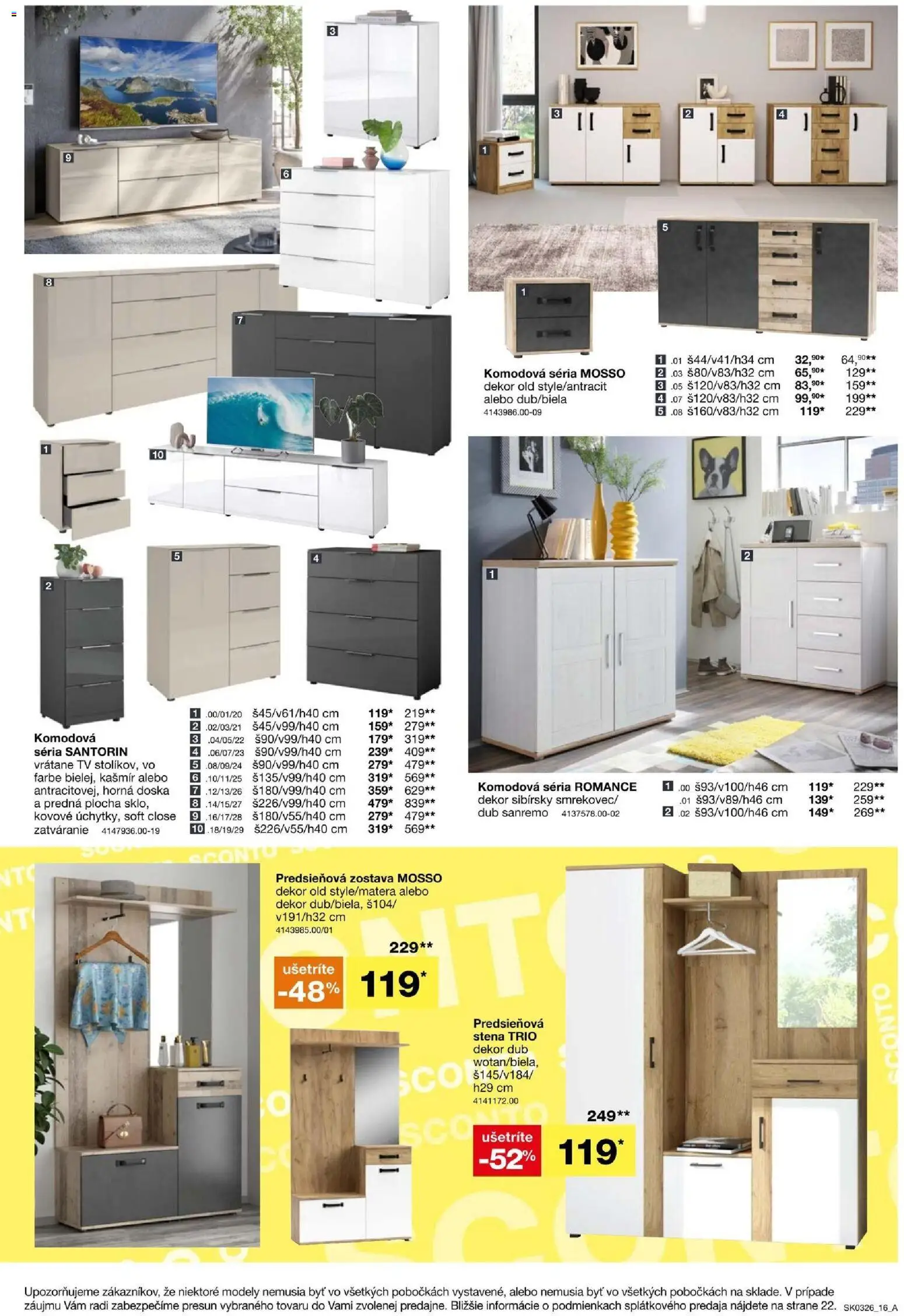 Nové Sconto nábytok akcie – leták je platný od 11.02.2026 | Strana: 16 | Produkty: Tv, Predsieňová zostava