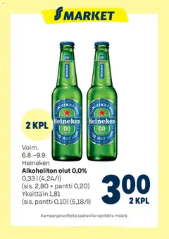 Katso S-market tarjoukset Heineken voimassa alkaen 06.08.2025