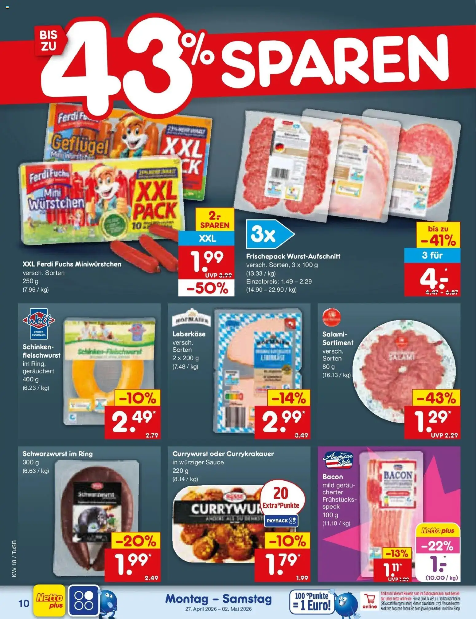 Netto Marken-Discount Prospekt Lahr-Langenwinkel	 – gültig ab 27.04.2026 | Seite: 12 | Produkte: Salami, Schinken, Leberkase