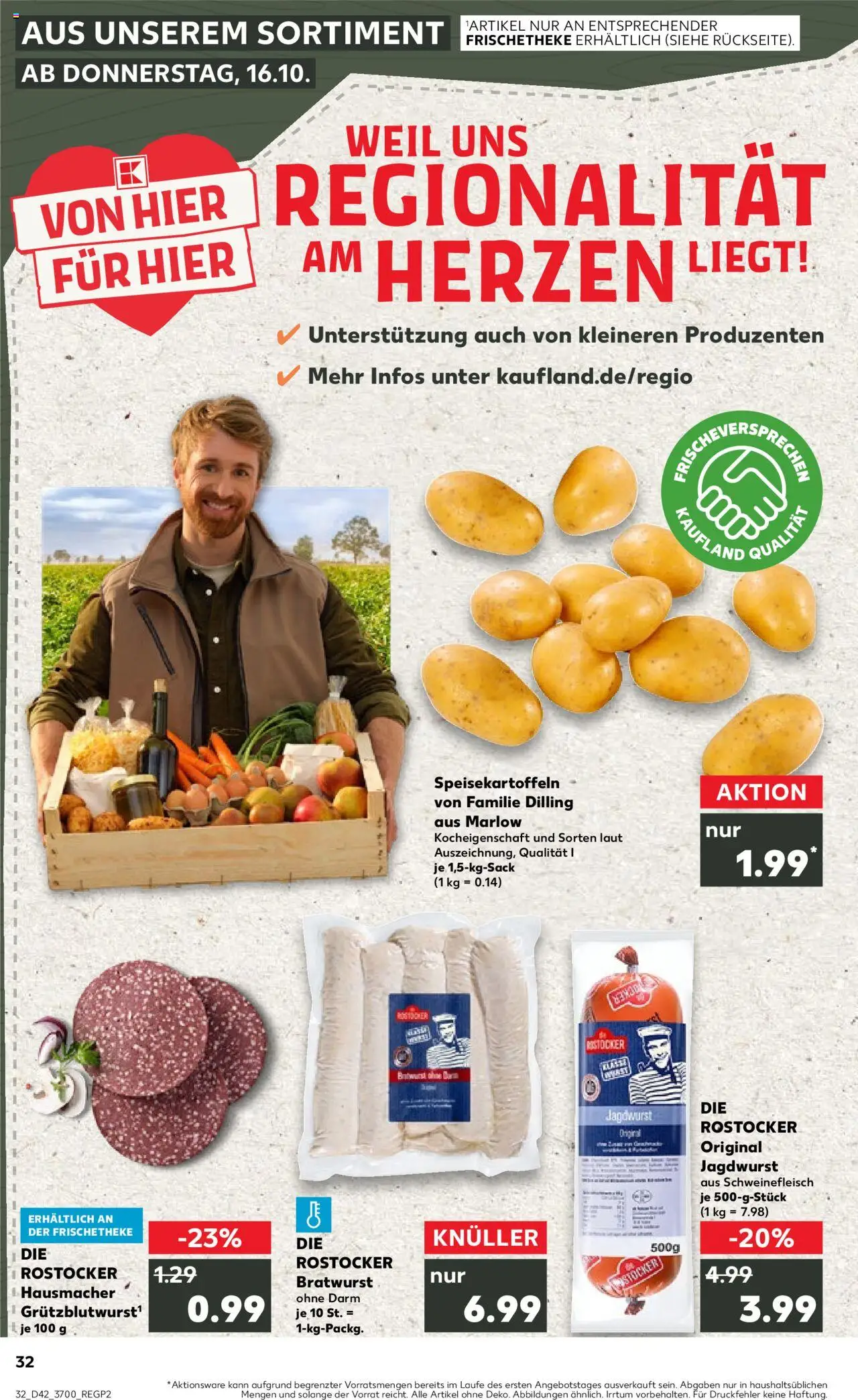 Kaufland prospekt Rostock	 – gültig ab 19.10.2025 | Seite: 32 | Produkte: Bratwurst, Schweinefleisch
