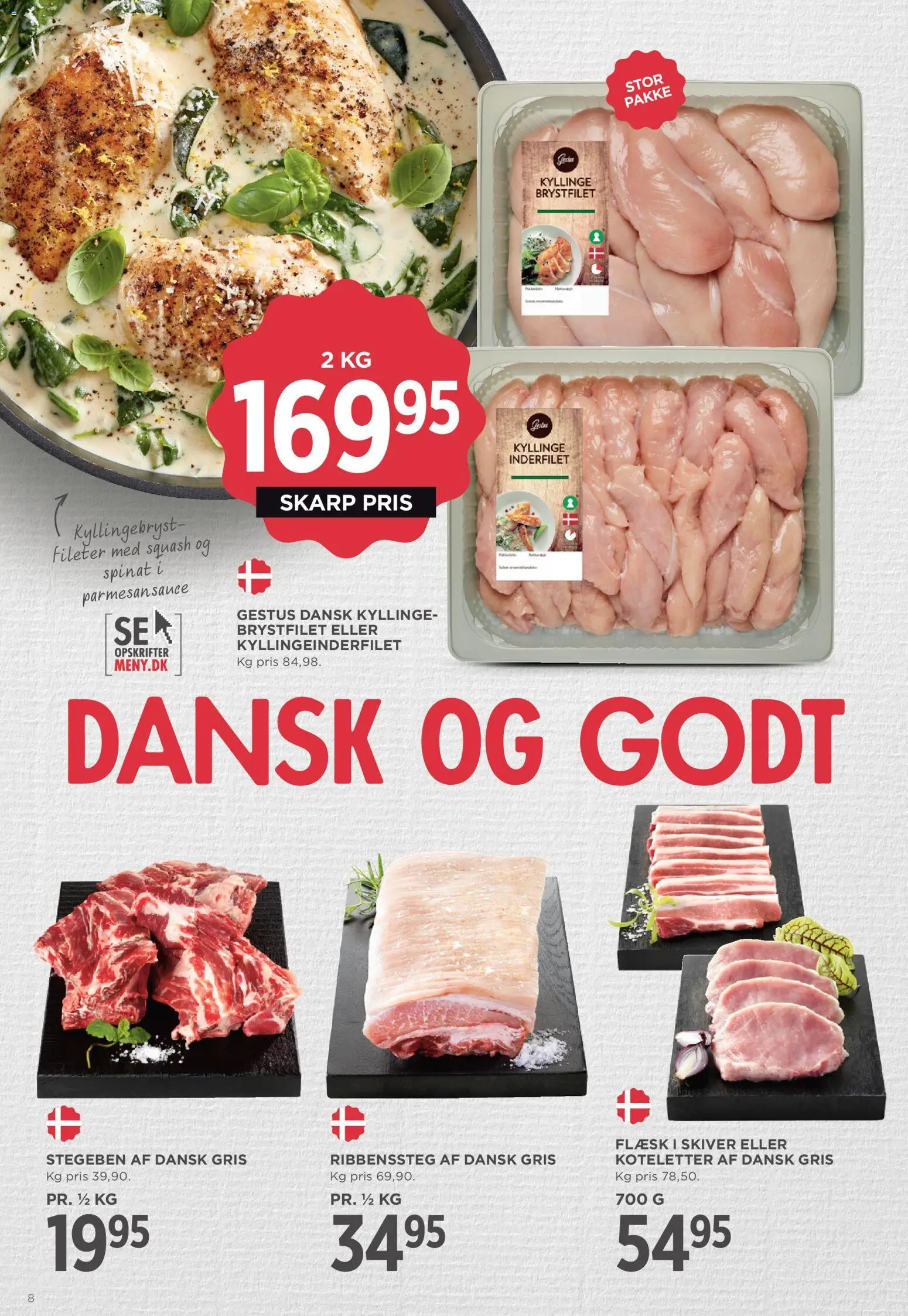Meny tilbudsavis – gyldig fra 31.10.2025 | Side: 8 | Produkter: Koteletter, Squash, Spinat