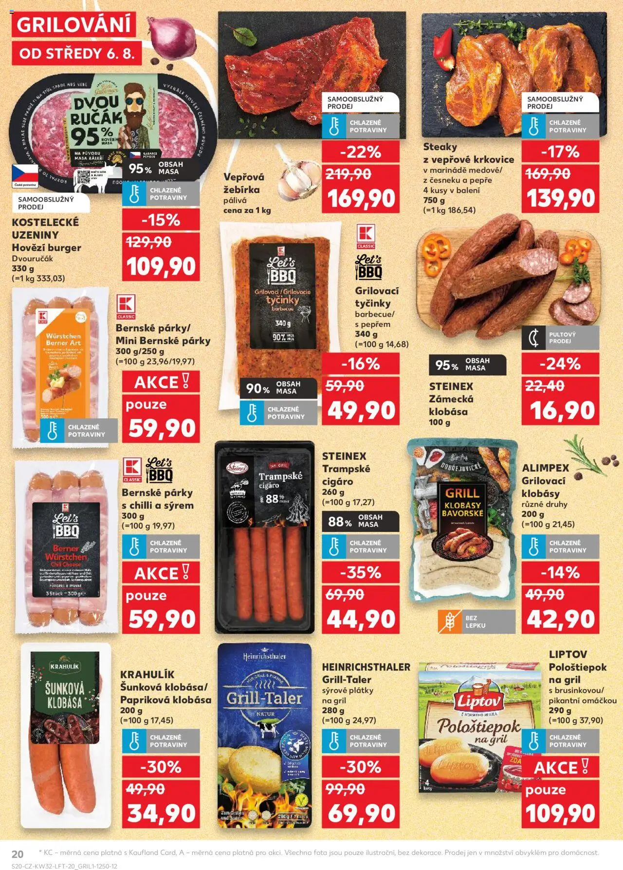 Kaufland leták - Praha 4 od 06.08.2025 | Strana: 20 | Produkty: Hovězí, Tyčinky, Uzeniny, Potraviny