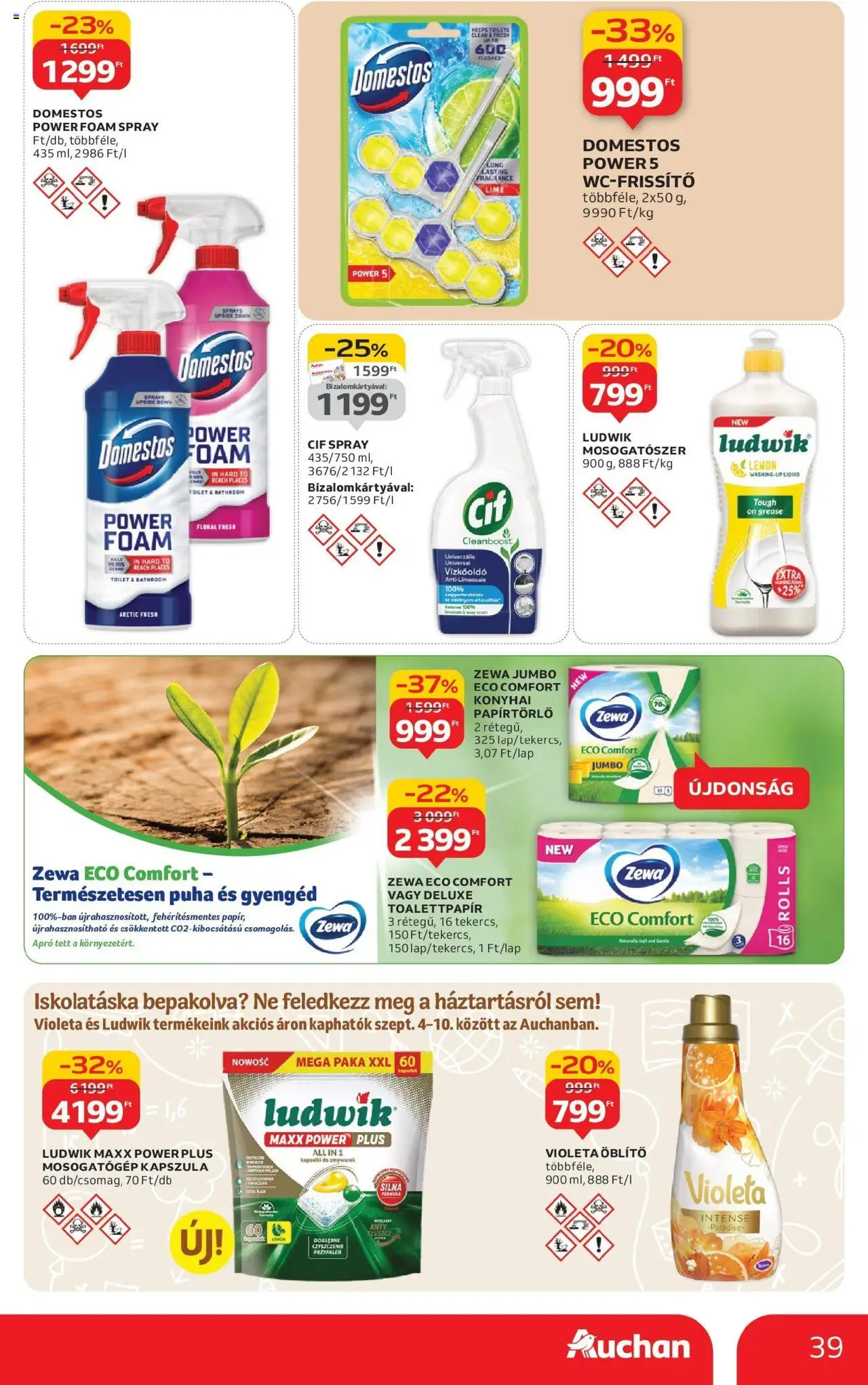 Auchan akciós ujság - amely érvényes a következő dátumtól: 04.09.2025 | Oldal: 39 | Termékek: Lime, Papírtörlő, Mosogatógép, Mosogatógép kapszula