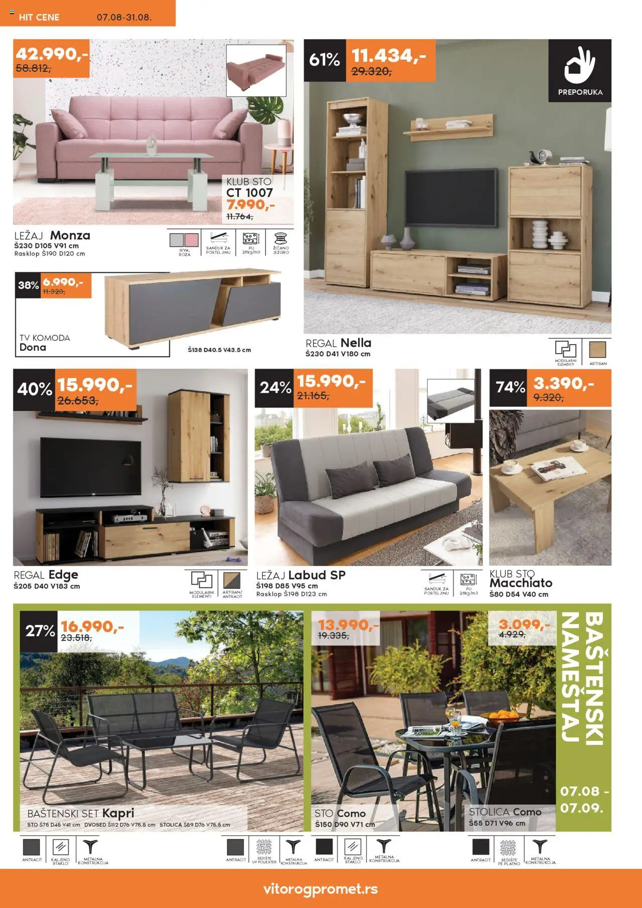 Vitorog katalog - važi od 07.08.2025 | Strana: 10 | Proizvode: Komoda, Sto, Stolica, Dvosed