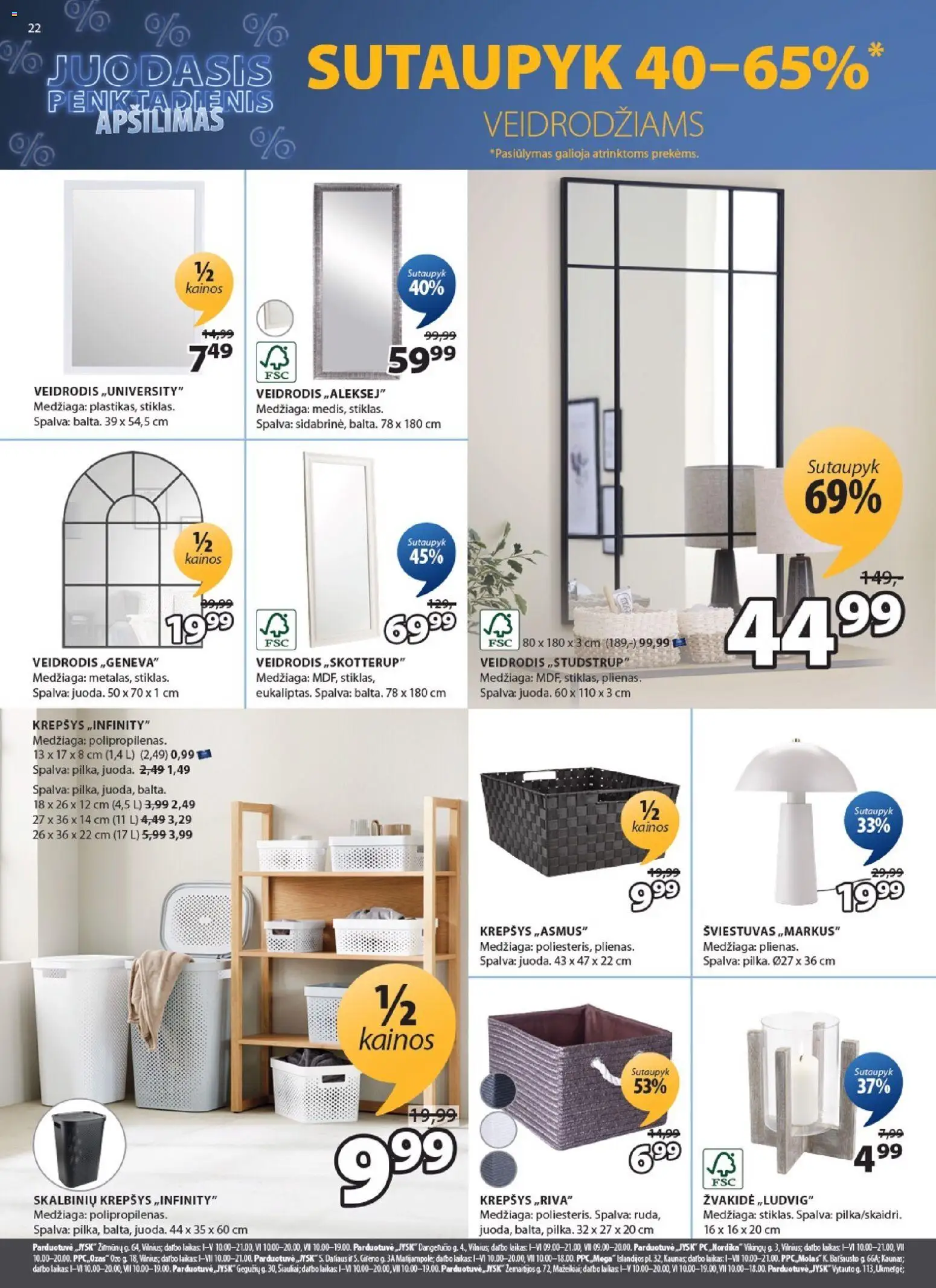 JYSK akcijos nuo 04.11.2025 | Puslapis: 22 | Prekių: Krepšys, Veidrodis