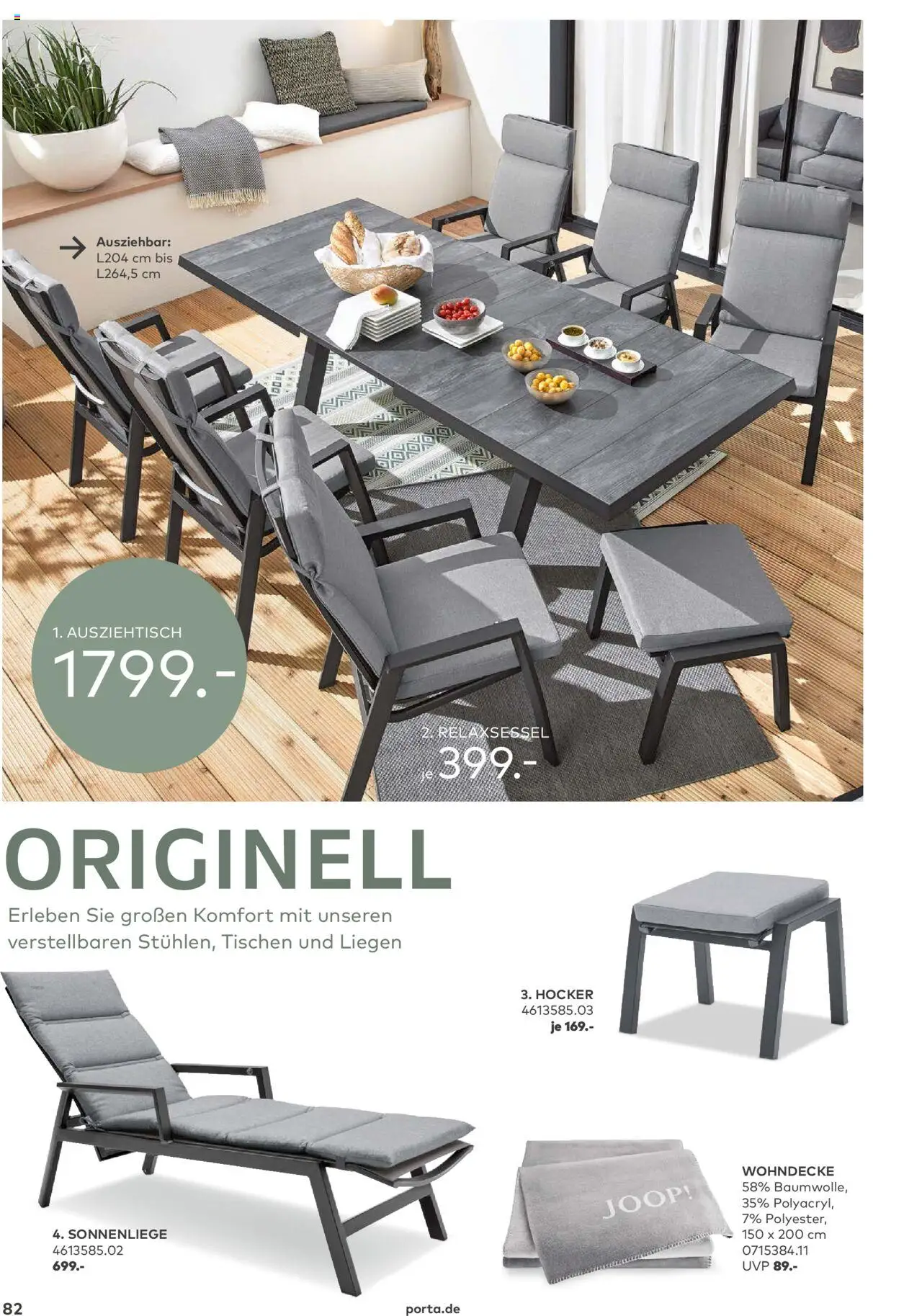 Porta! - Outdoor - Gartenmöbelkatalog 2025 - gültig ab dem 02.03.2025 | Seite: 82 | Produkte: Hocker, Relaxsessel