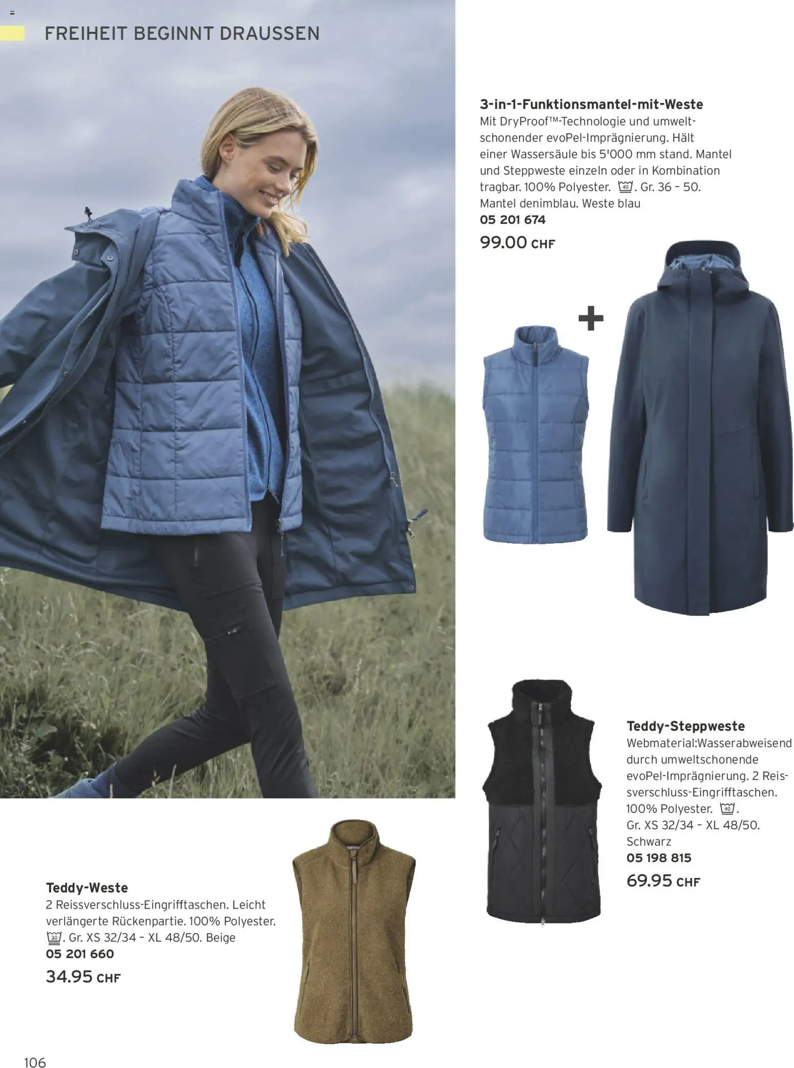 Tchibo Aktionen – gültig ab 01.11.2025 | Seite: 106 | Produkte: Steppweste, Weste, Mantel, Reis
