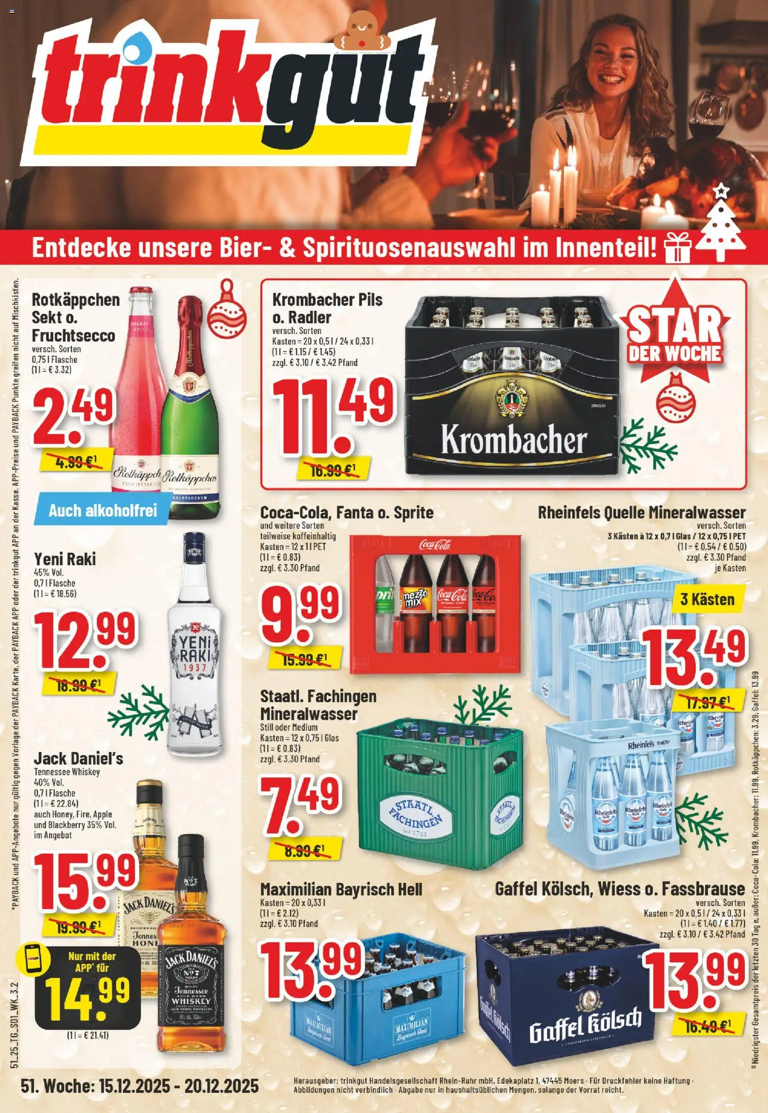 Trinkgut Prospekt – gültig ab 15.12.2025 | Seite: 1 | Produkte: Coca cola, Äpfel, Mineralwasser, Rheinfels quelle