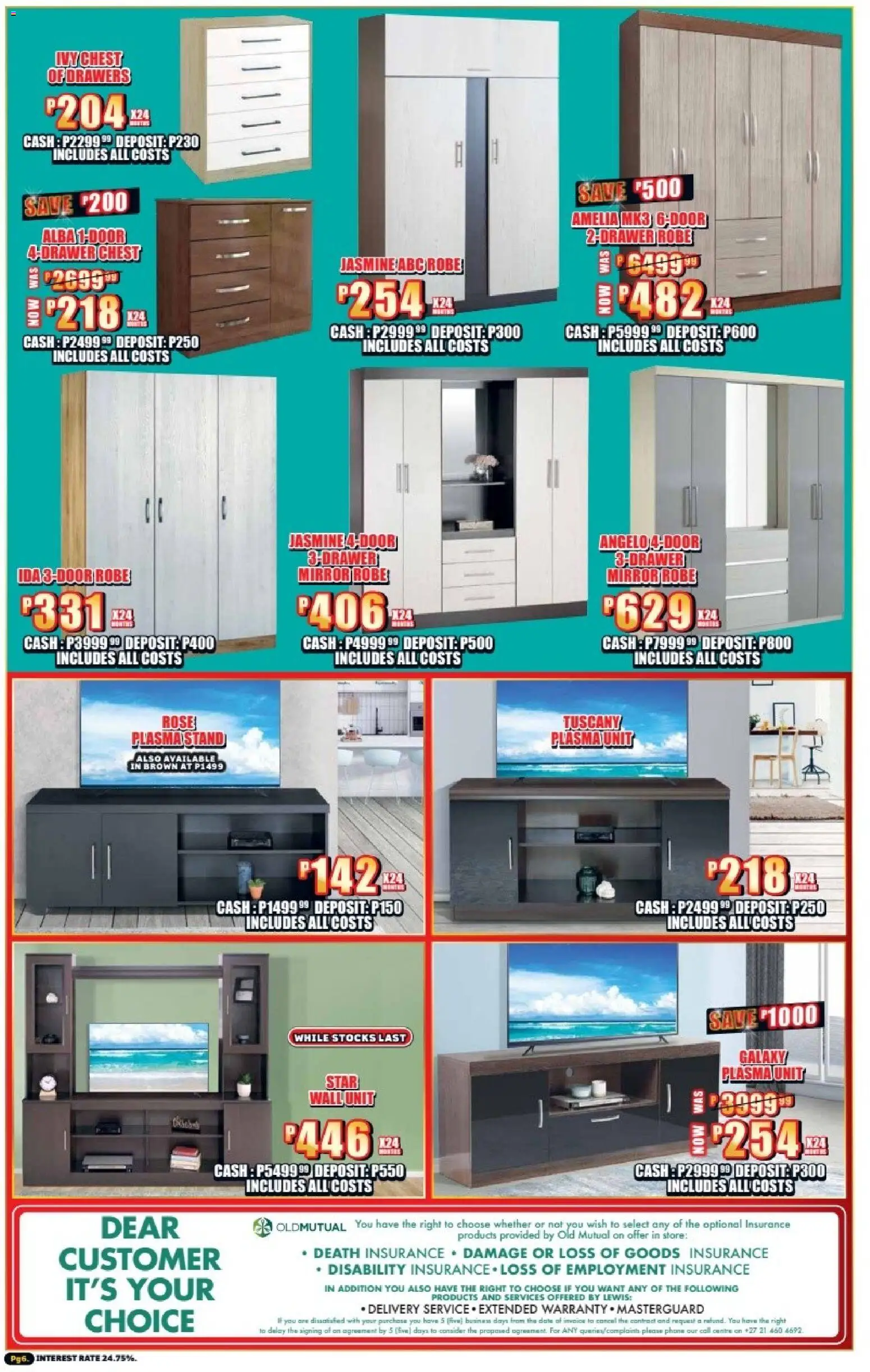 New Lewis Stores catalogue – valid from 23.02.2026 | Page: 6 | Products: Phone, Chest of drawers, Mirror, Wall unit