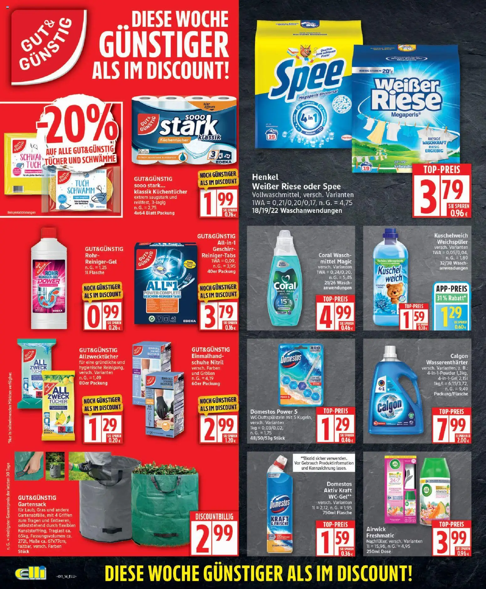 Elli Markt - Broschüre – gültig ab 09.03.2026 | Seite: 14 | Produkte: Coral, Kuschelweich, Spee, Weichspüler