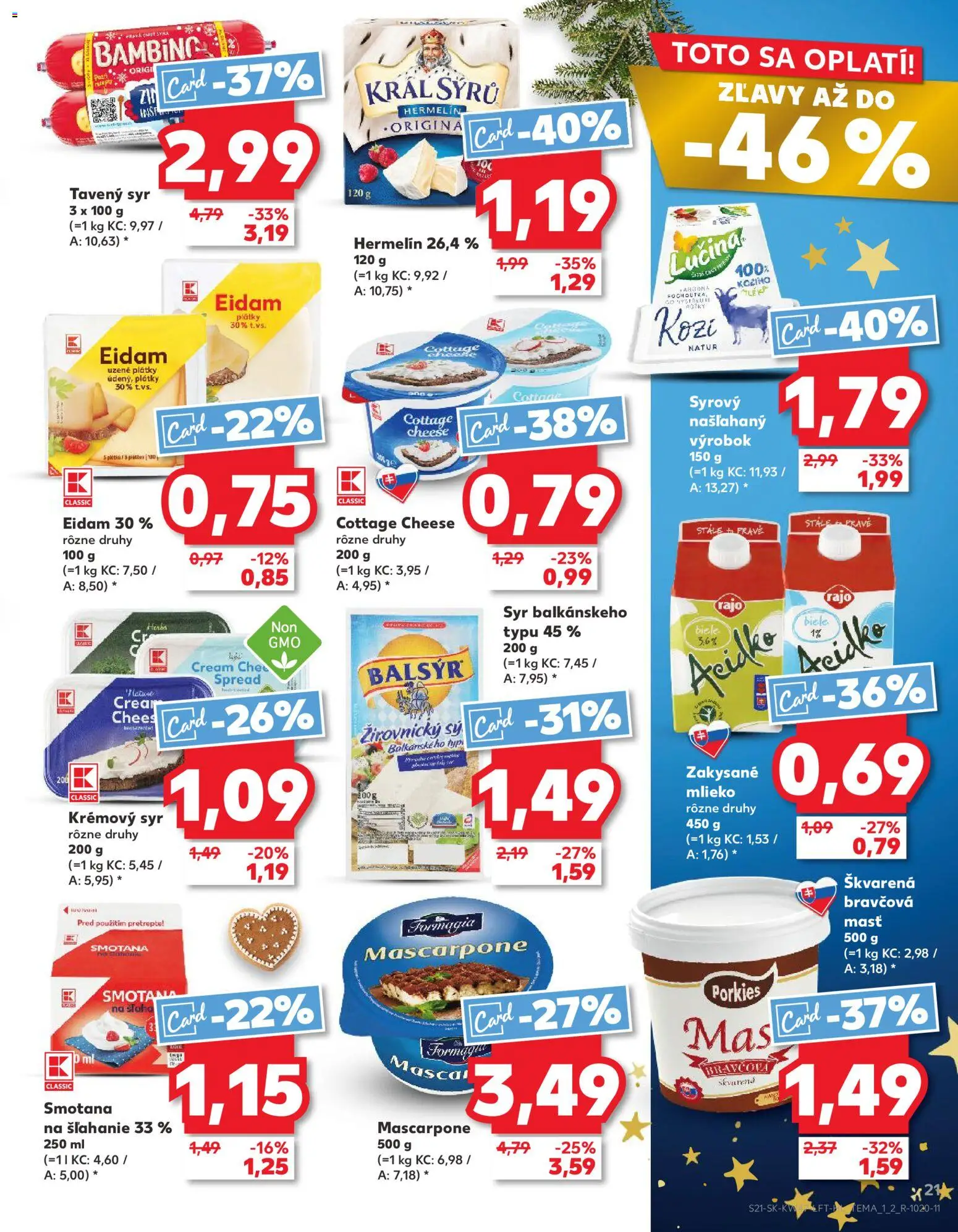 Nové Kaufland akcie – leták je platný od 20.11.2025 | Strana: 21 | Produkty: Mlieko, Smotana, Mascarpone, Smotana na šľahanie