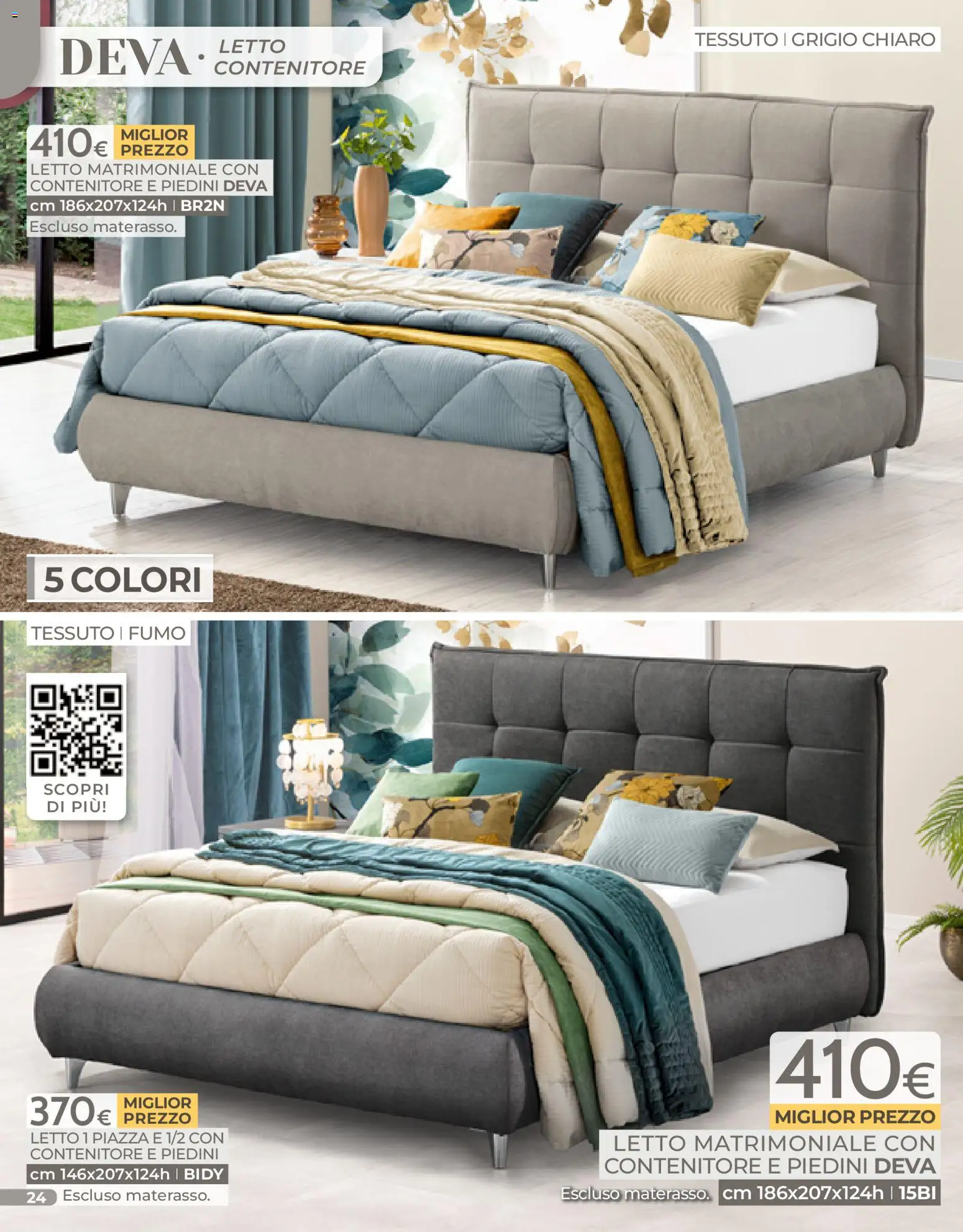 Volantino Mondo Convenienza del 04.01.2026 | Pagina: 24 | Prodotti: Letto matrimoniale, Contenitore, Letto