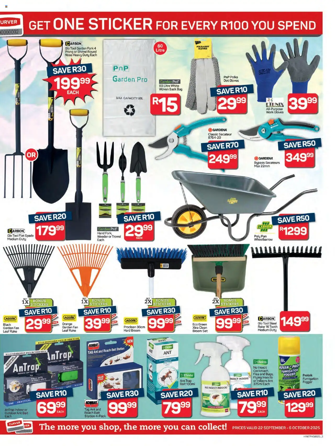 New Pick n Pay catalogue – valid from 22.09.2025 | Page: 3 | Products: Broom, Wheelbarrow, Spade, Garden fork