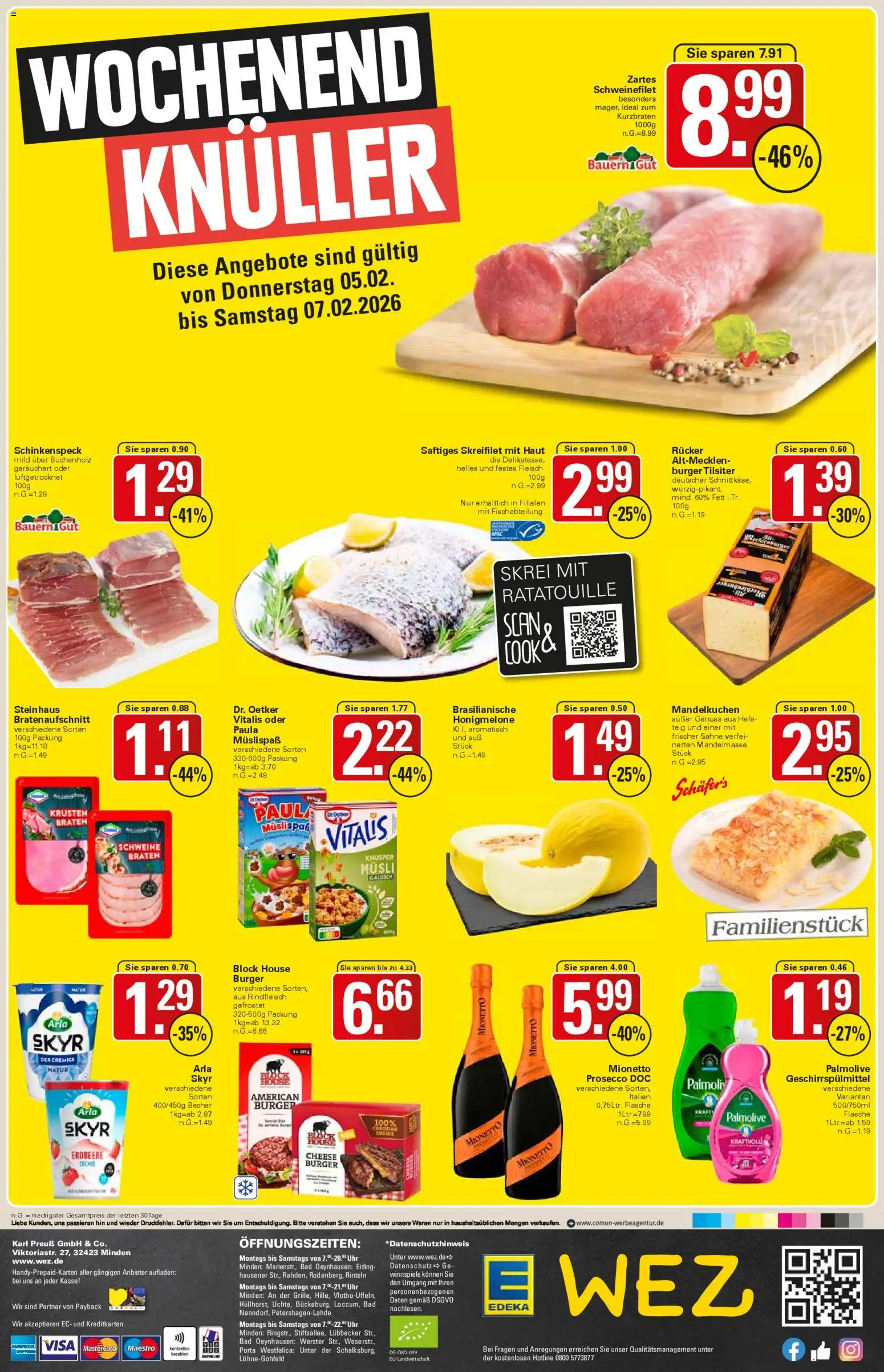WEZ Prospekt – gültig ab 02.02.2026 | Seite: 16 | Produkte: Schweinefilet, Prosecco, Rindfleisch, Fleisch