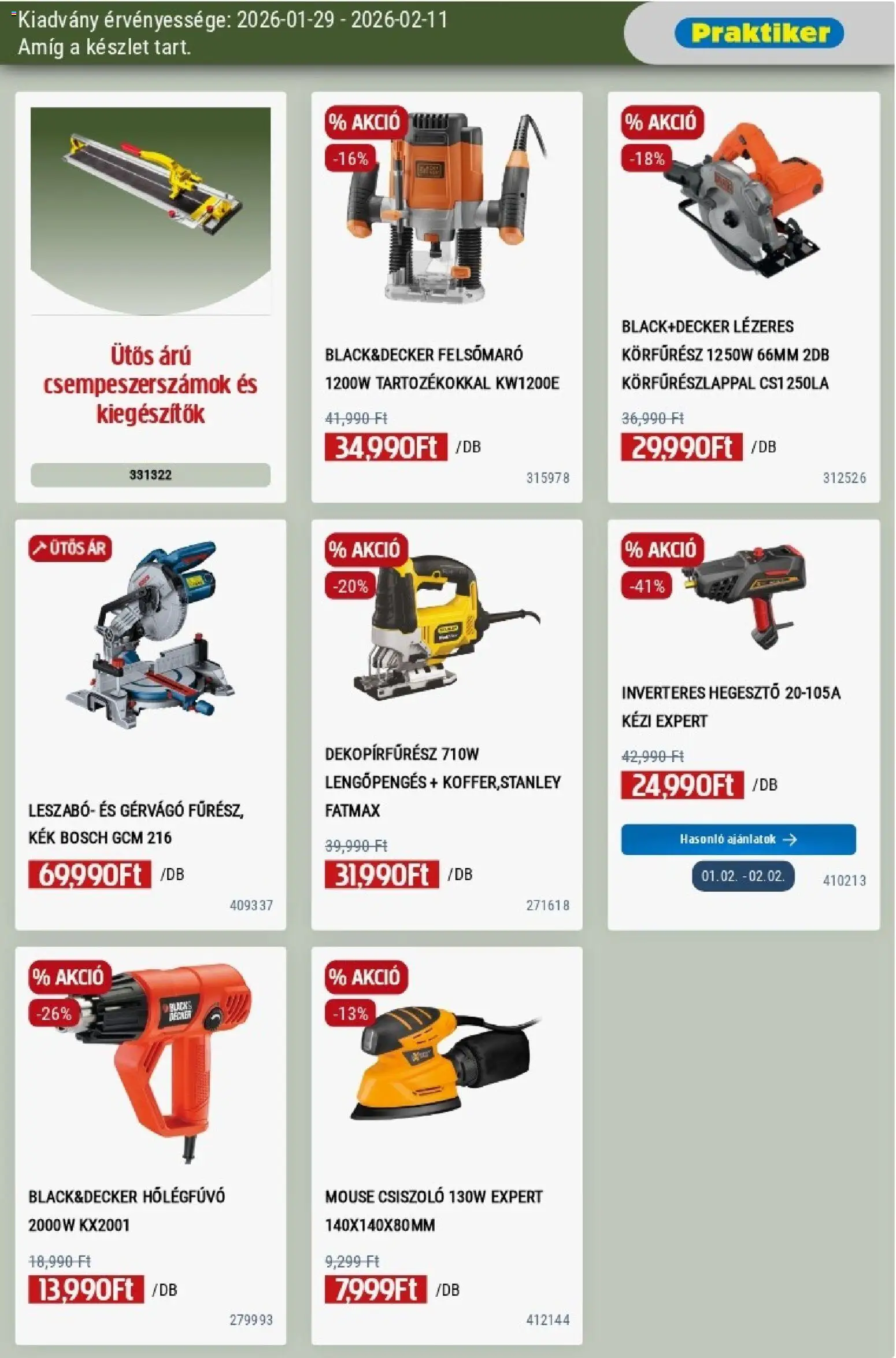 Praktiker akciós ujság - amely érvényes a következő dátumtól: 29.01.2026 | Oldal: 21 | Termékek: Körfűrész, Dekopírfűrész, Hőlégfúvó