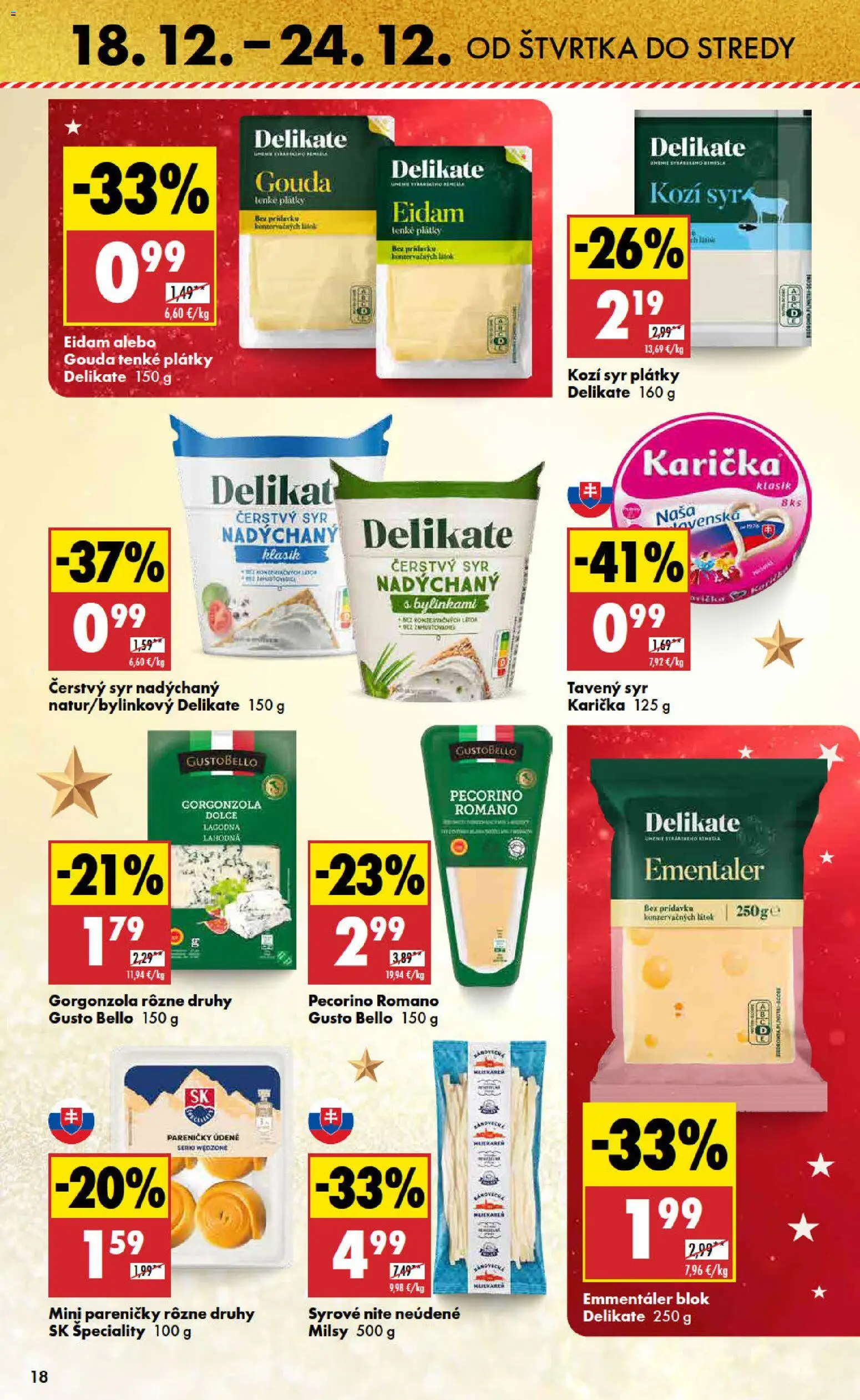 Nové Biedronka akcie – leták je platný od 18.12.2025 | Strana: 18 | Produkty: Syr, Gouda, Eidam