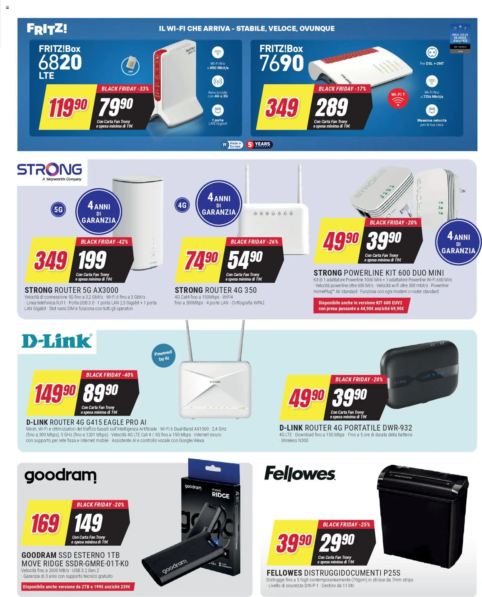 Volantino Trony del 19.03.2026 | Pagina: 20 | Prodotti: Router, Mobile, USB, Cestino