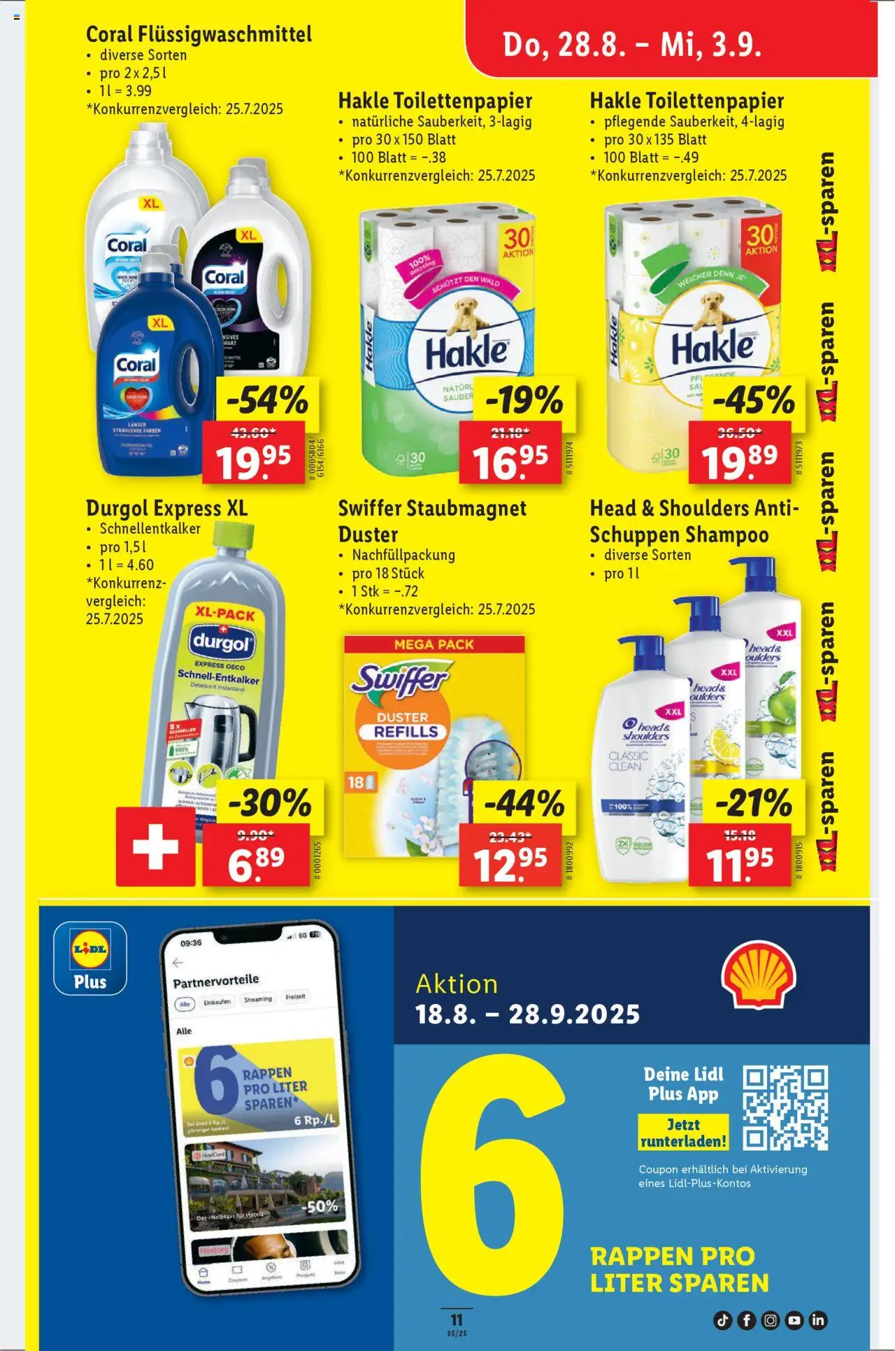 Lidl Aktionen ab 28.08.2025 | Seite: 13 | Produkte: Shampoo, Toilettenpapier