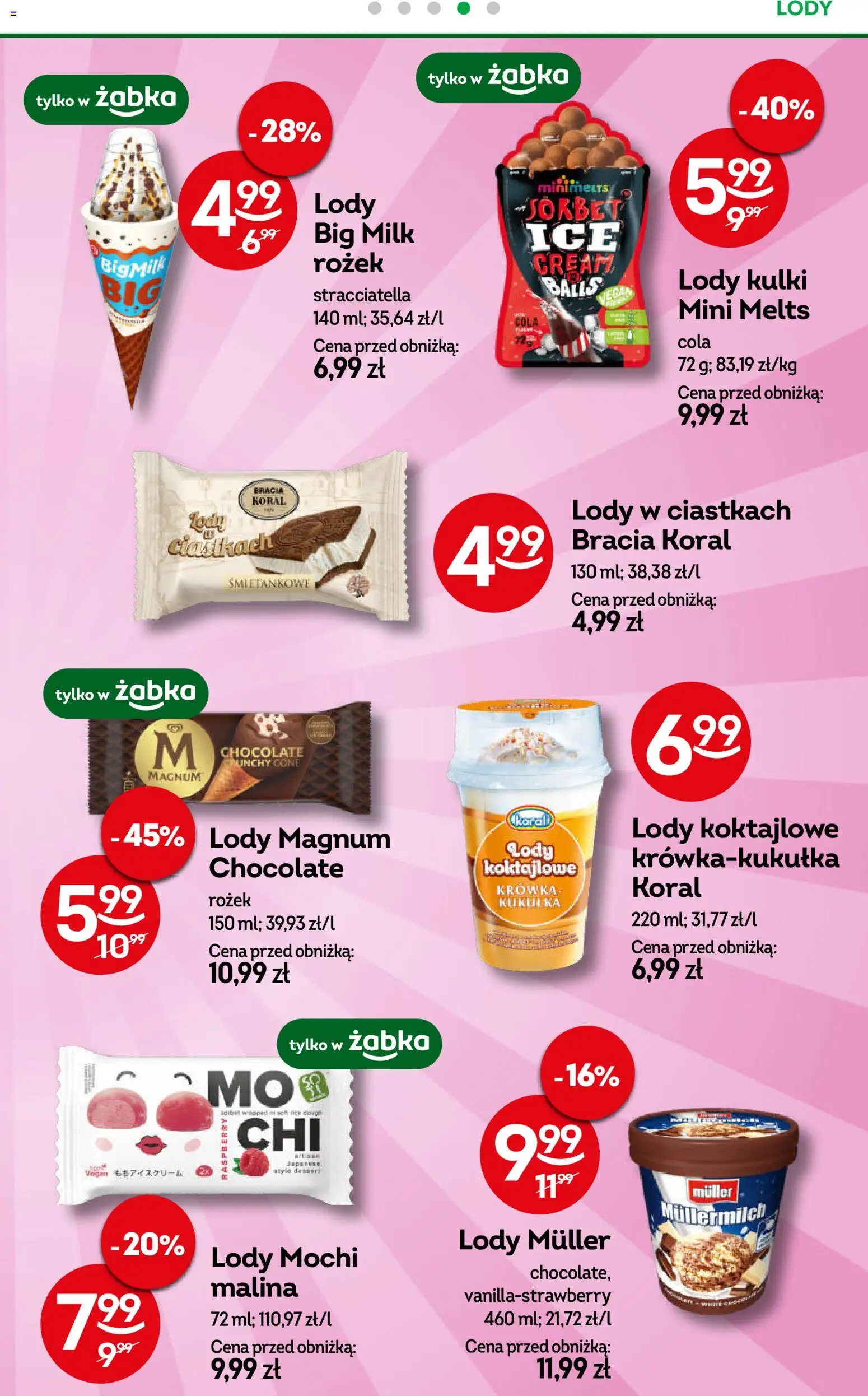 Żabka Gazetka od 11.02.2026 | Strona: 63 | Produkty: Krowka, Big Milk, Sorbet, Lody Magnum