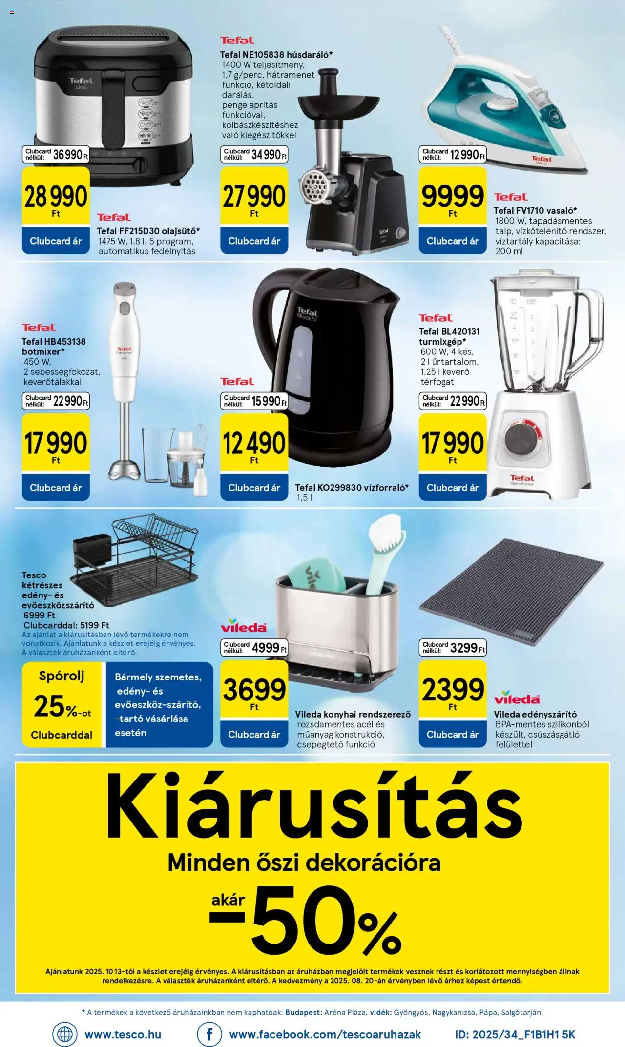Tesco akciós ujság - amely érvényes a következő dátumtól: 16.10.2025 | Oldal: 34 | Termékek: Edényszárító, Tefal, Edény, Rendszerező