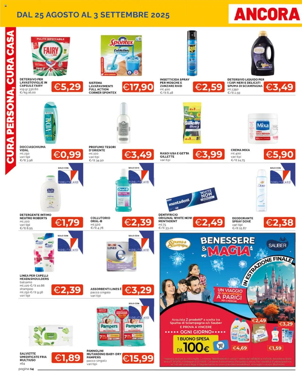 Volantino Mercatò del 25.08.2025 | Pagina: 14 | Prodotti: Shampoo, Dentifricio, Detergente, Lavastoviglie