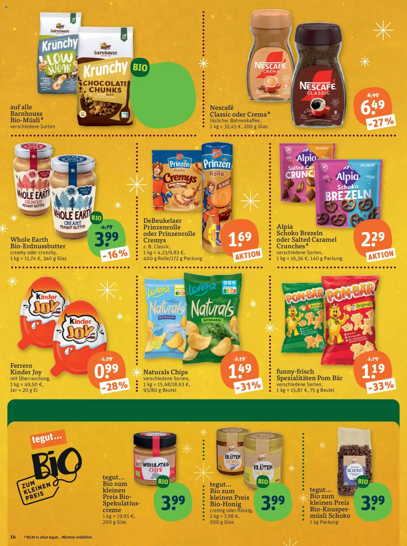 Tegut Prospekt – gültig ab 01.12.2025 | Seite: 16 | Produkte: Musli, Nescafe, Kinder joy, Chips