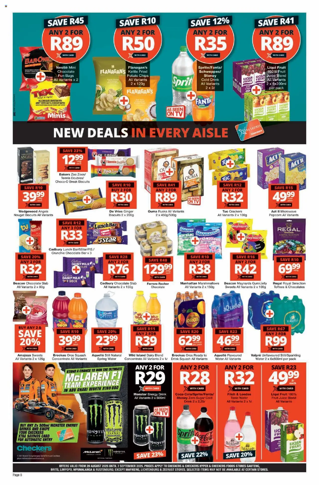Checkers Gauteng - August Month-End Promotion │ valid from 20.08.2025 | Page: 8 | Products: Butter, Sprite, Chips, Sugar