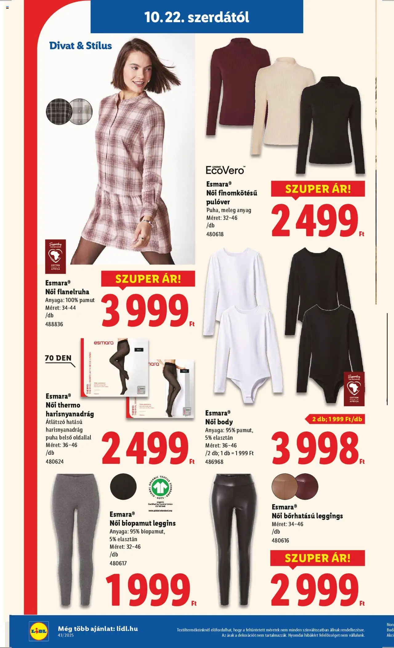 Lidl akciós ujság - amely érvényes a következő dátumtól: 22.10.2025 | Oldal: 28 | Termékek: Harisnyanadrág, Body, Pulóver, Leggings