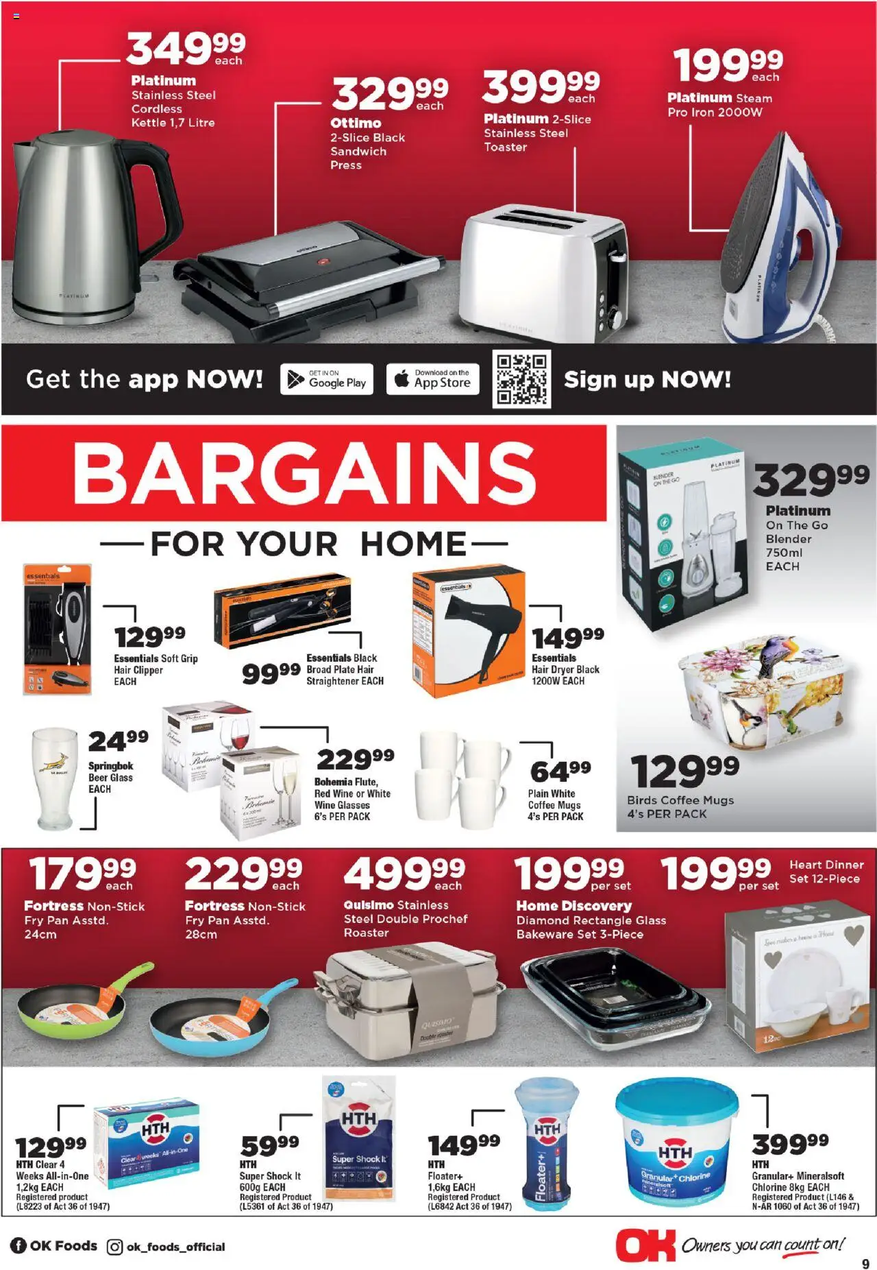 New OK Foods catalogue – valid from 24.09.2025 | Page: 9 | Products: Plate, Hair dryer, Toaster, Blender