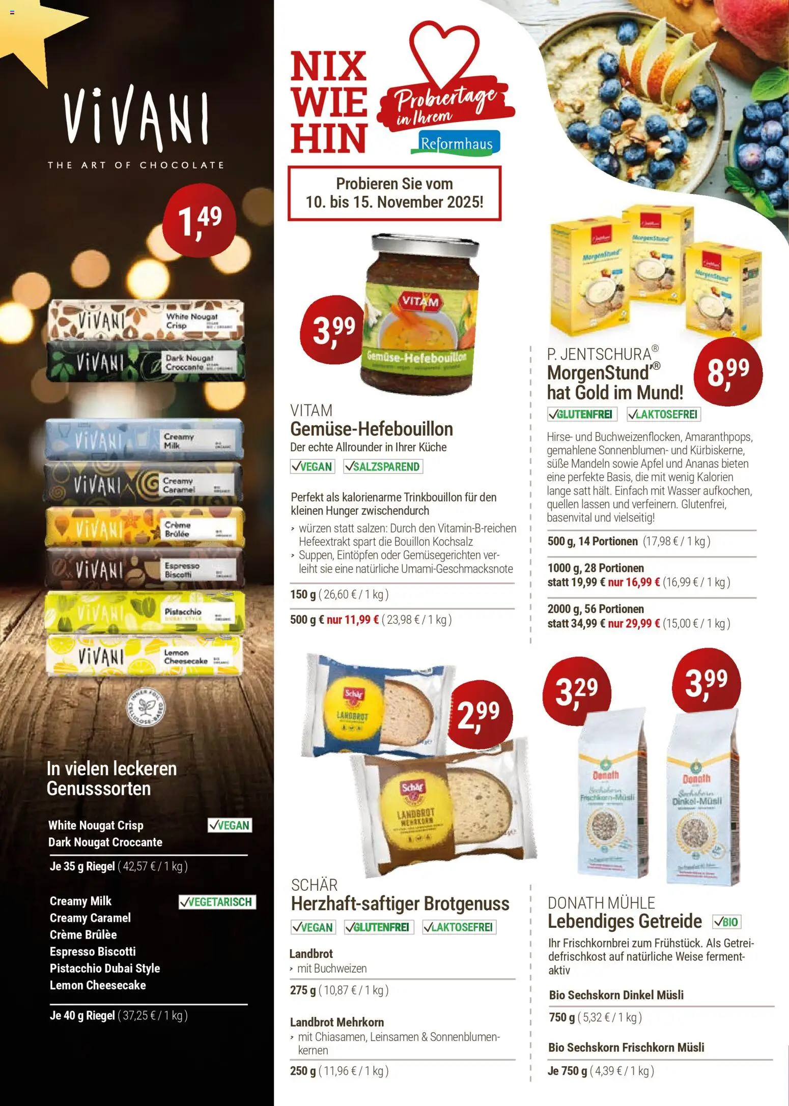 Reformhaus Bacher Prospekt 	 – gültig ab 01.11.2025 | Seite: 8 | Produkte: Musli, Mühle, Äpfel, Creme brulee