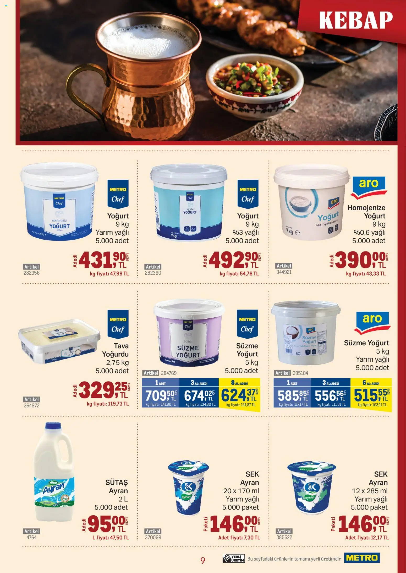 Metro - Kebap Restoranları - 04.03.2026 tarihinden itibaren geçerlidir | Sayfa: 9 | Ürünler: Yoğurt