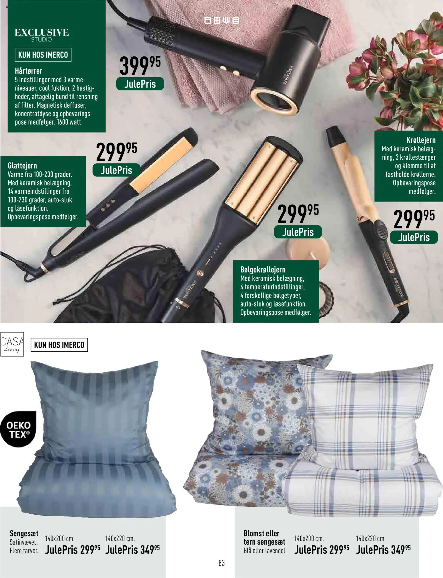 Imerco tilbudsavis – gyldig fra 07.11.2025 | Side: 83 | Produkter: Sengesæt, Klemme, Hårtørrer, Glattejern