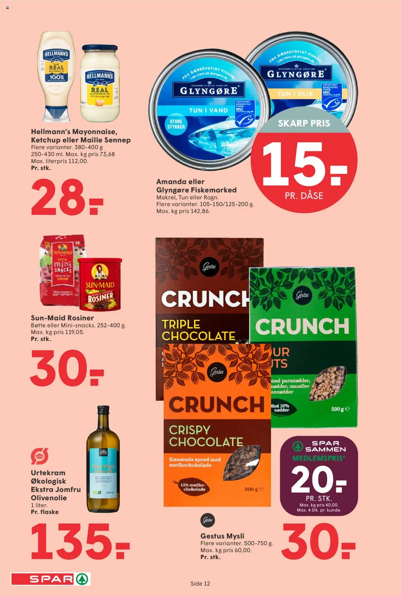 Spar Tilbudsavis gyldig fra 08.08.2025 | Side: 12 | Produkter: Olie, Nødder, Mandler, Sennep
