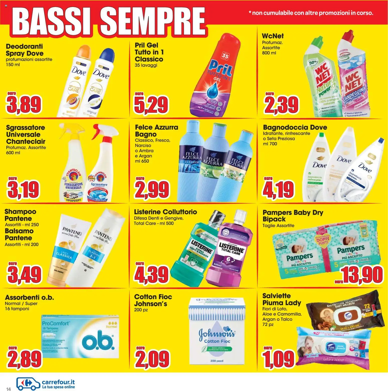 Volantino Carrefour del 27.01.2026 | Pagina: 14 | Prodotti: Balsamo, Pampers, Menta, Bagno