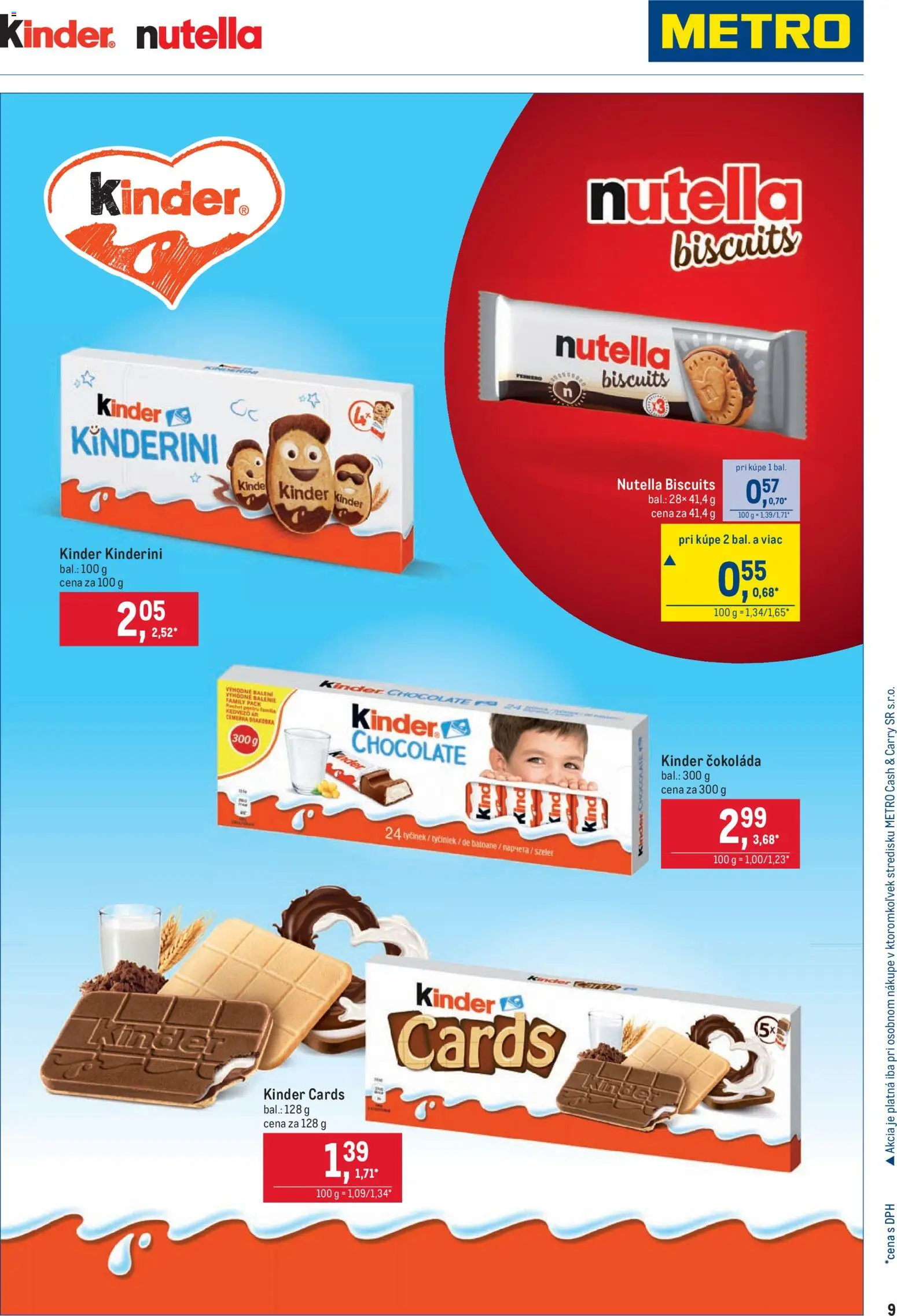 Nové Metro akcie – leták je platný od 25.03.2026 | Strana: 9 | Produkty: Kinder, Čokoláda, Nutella
