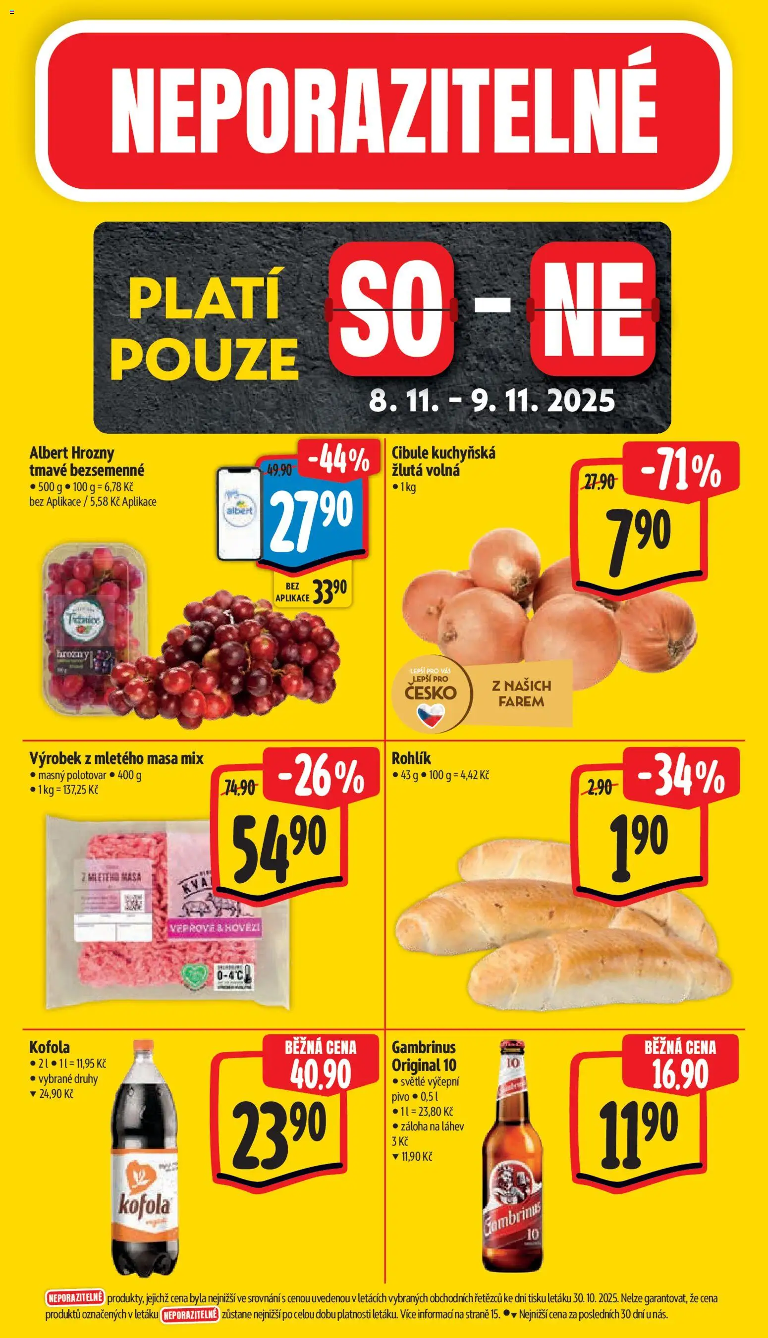 Albert leták - Supermarket od 05.11.2025 | Strana: 49 | Produkty: Hovězí, Rohlík, Kofola, Cibule