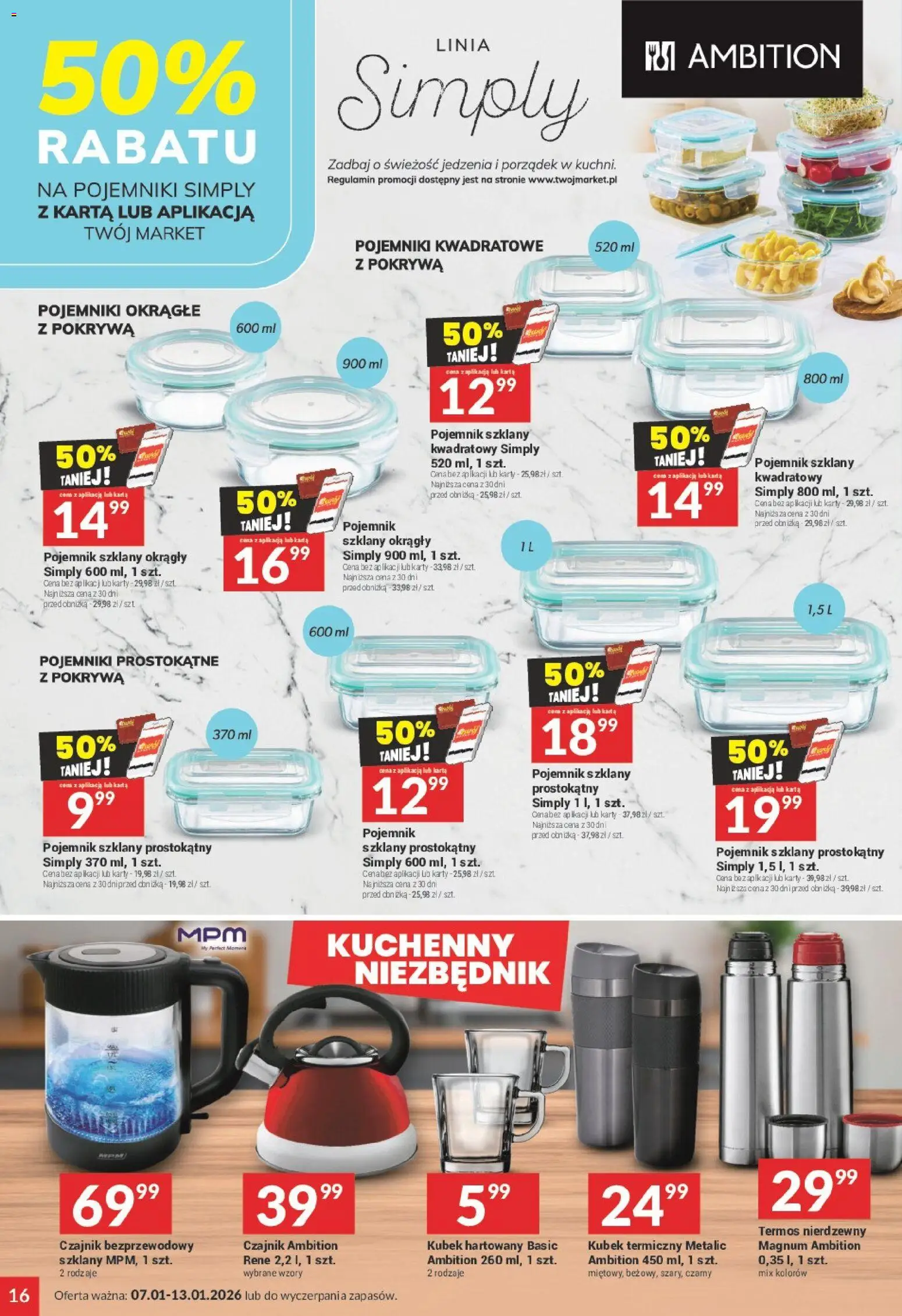 Twój Market Gazetka od 07.01.2026 | Strona: 16 | Produkty: Karta, Czajnik