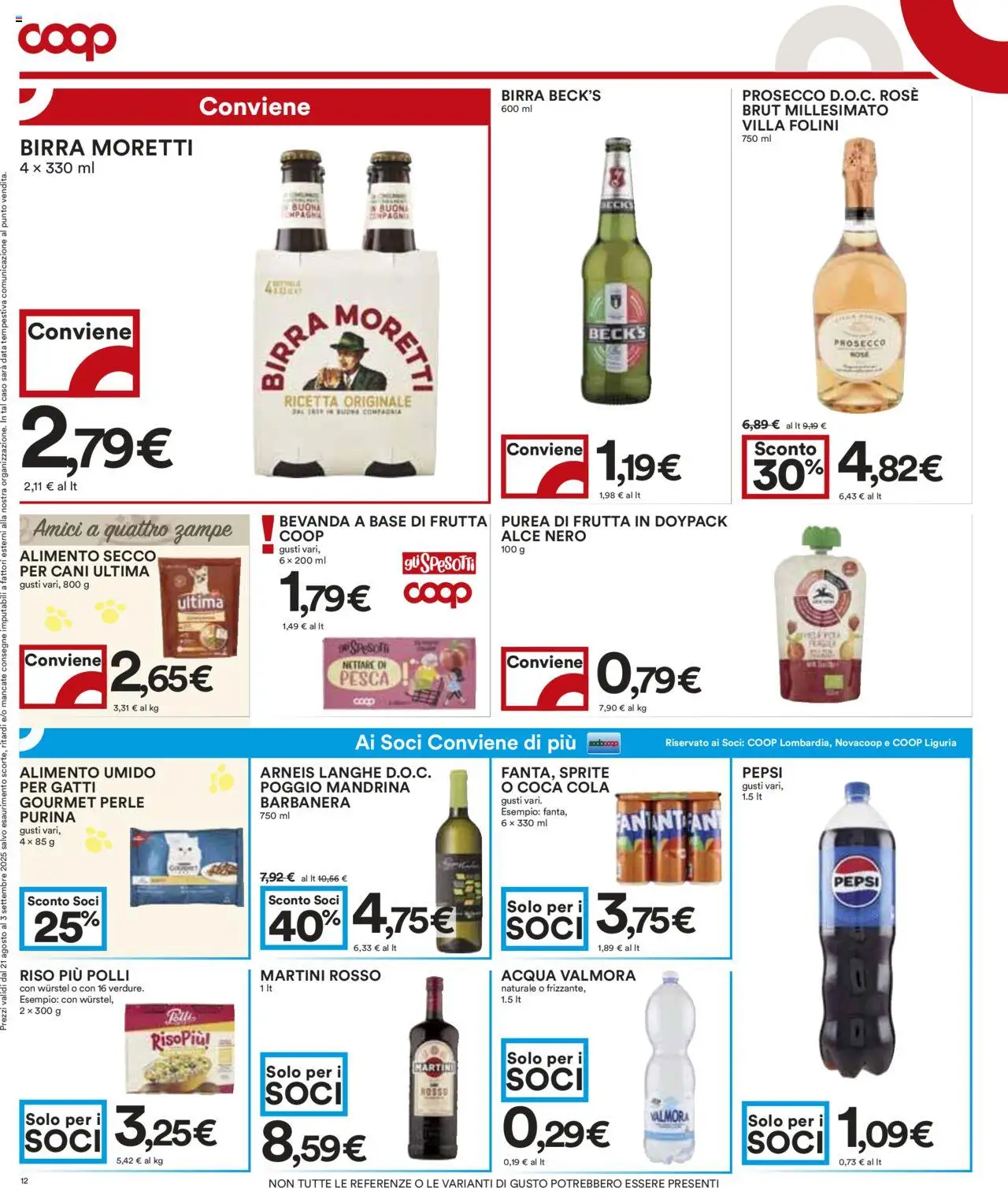 Volantino COOP del 21.08.2025 | Pagina: 12 | Prodotti: Riso, Acqua, Pesca, Pepsi