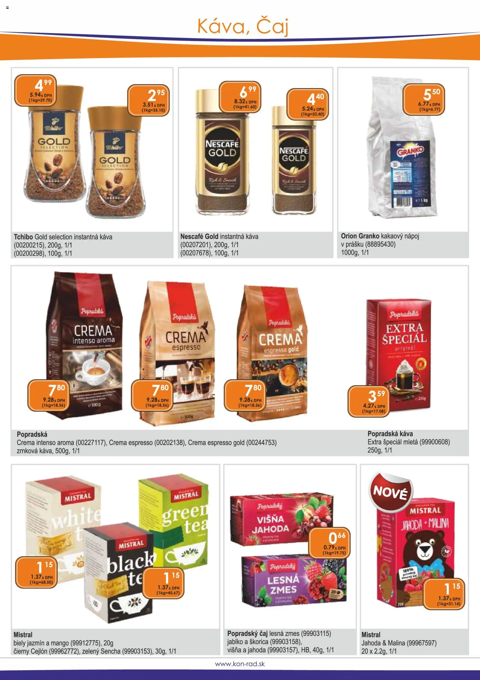 Nové KON - RAD akcie – leták je platný od 01.05.2026 | Strana: 34 | Produkty: Káva, Čaj, Mango, Granko