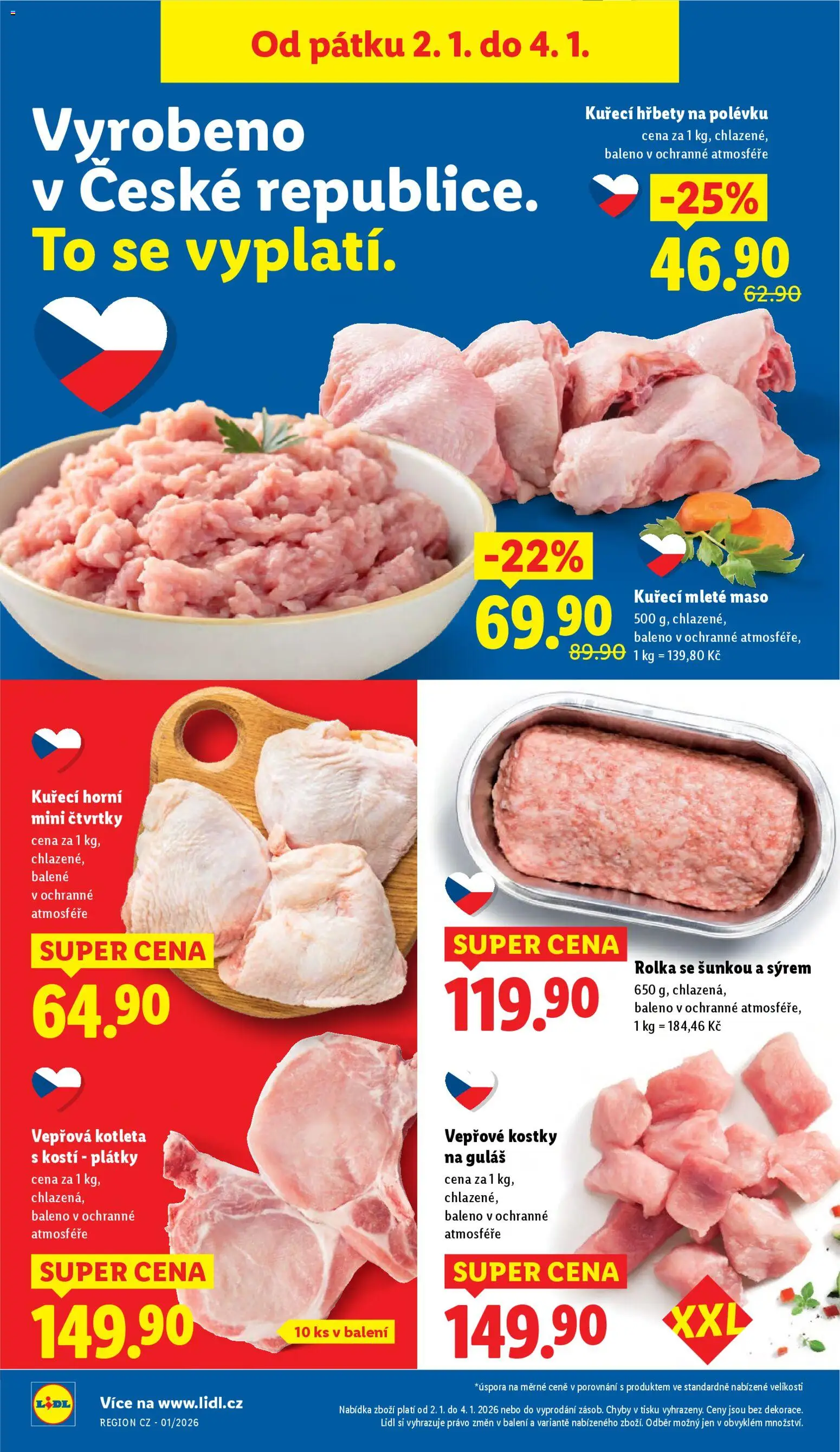 Lidl leták od 02.01.2026 | Strana: 12 | Produkty: Vepřová kotleta, Mleté maso, Guláš, Kostky