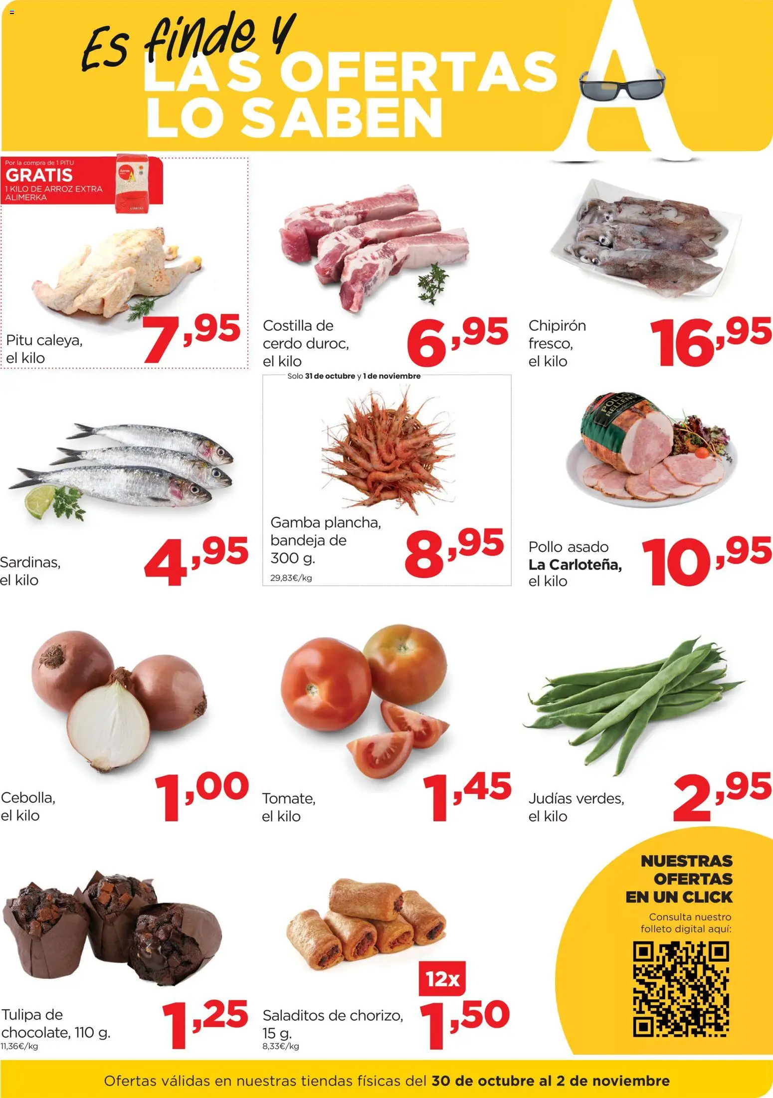 Alimerka - Fin de semana  │ válido desde el 30.10.2025 | Página: 2 | Productos: Cerdo, Arroz, Bandeja, Gamba