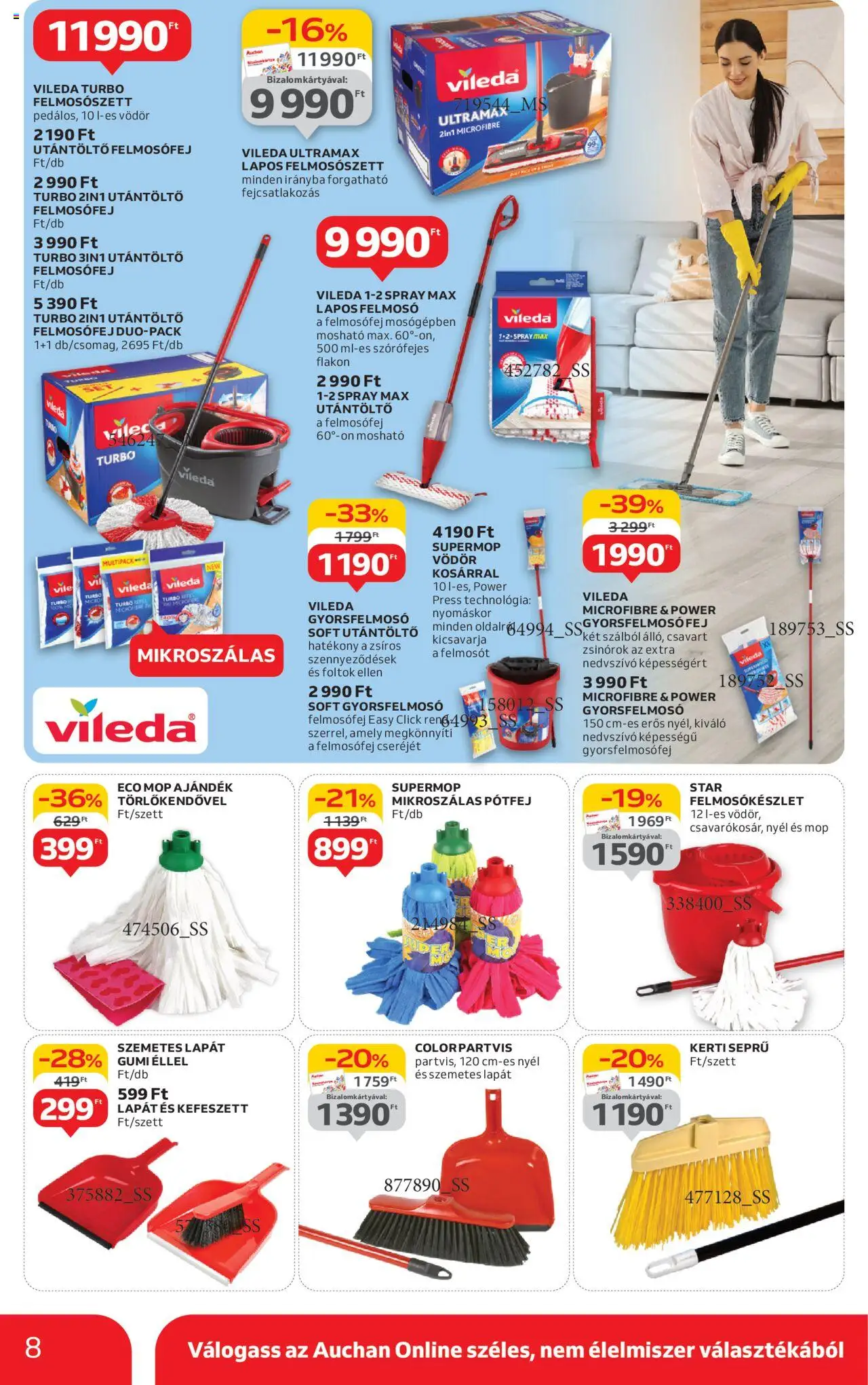 Auchan akciós ujság - amely érvényes a következő dátumtól: 05.06.2025 | Oldal: 8 | Termékek: Felmosó, Szemetes, Felmosófej, Vileda
