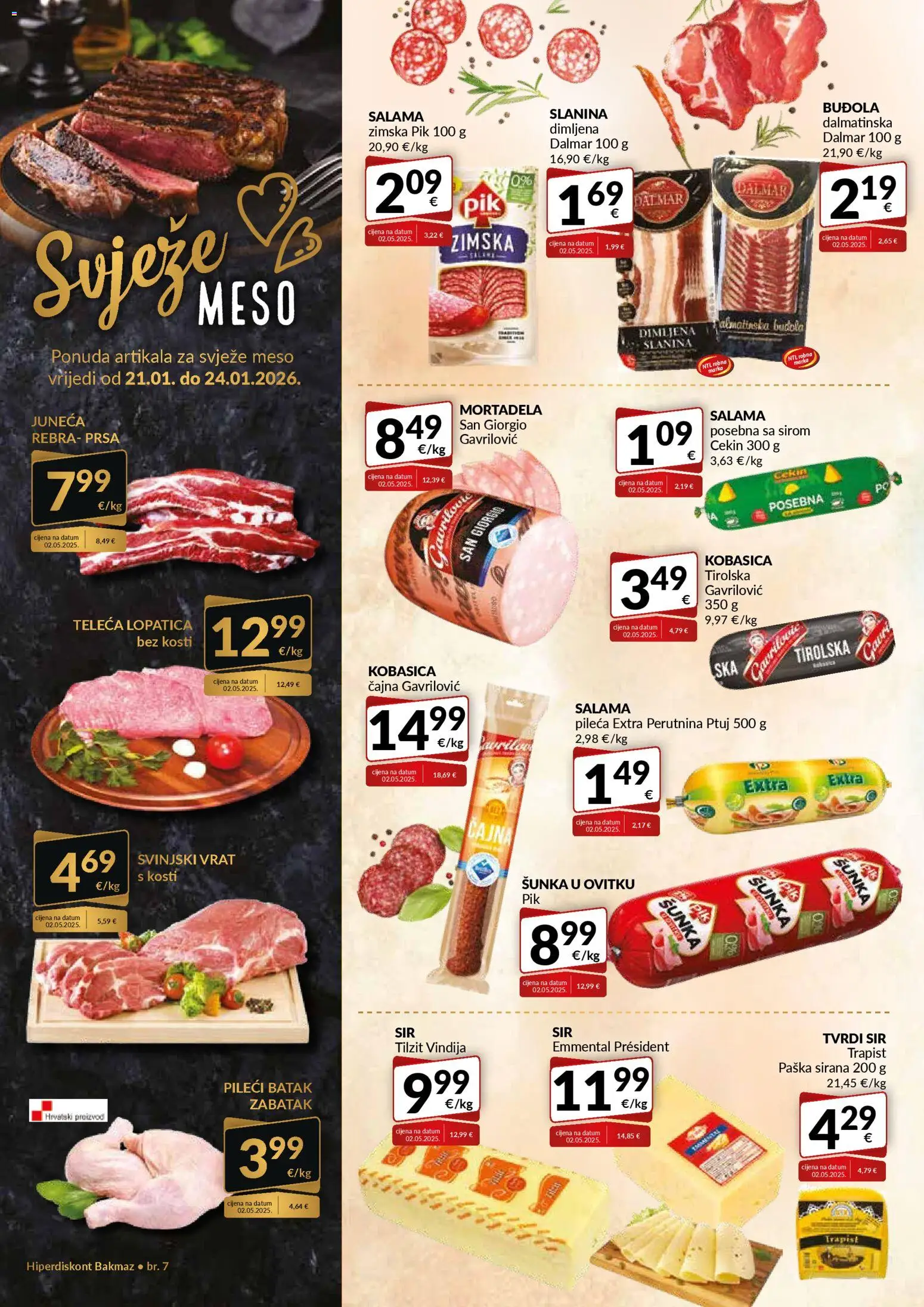 Bakmaz katalog | vrijedi od 21.01.2026 | Stranica: 2 | Proizvodi: Svinjski vrat, Buđola, Perutnina Ptuj, Lopatica