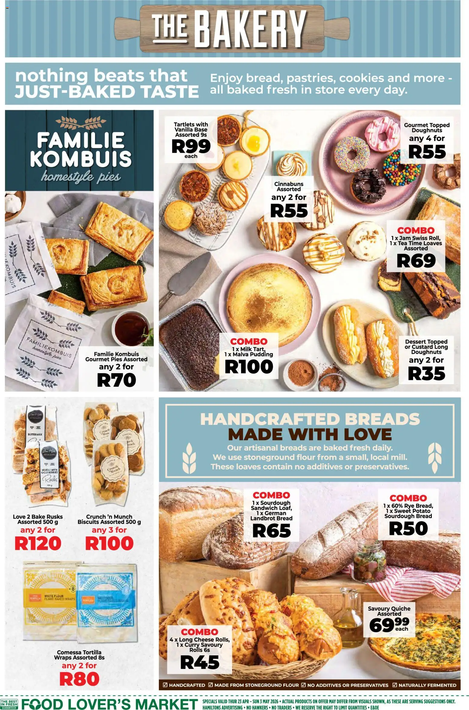 New Food Lover's Market catalogue – valid from 23.04.2026 | Page: 5 | Products: Custard, Cheese, Bread, Tea